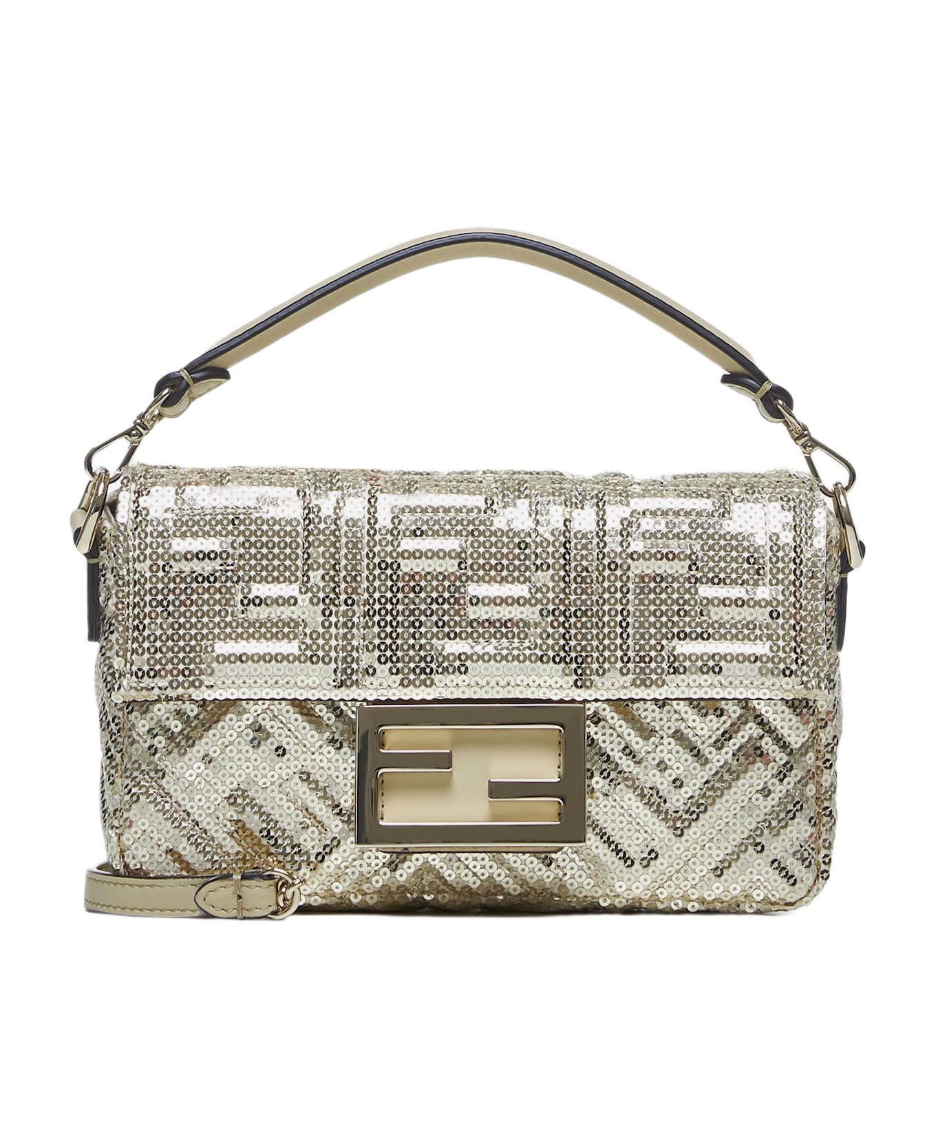 Fendi Baguette Mini Ff Sequin Bag - GOLD
