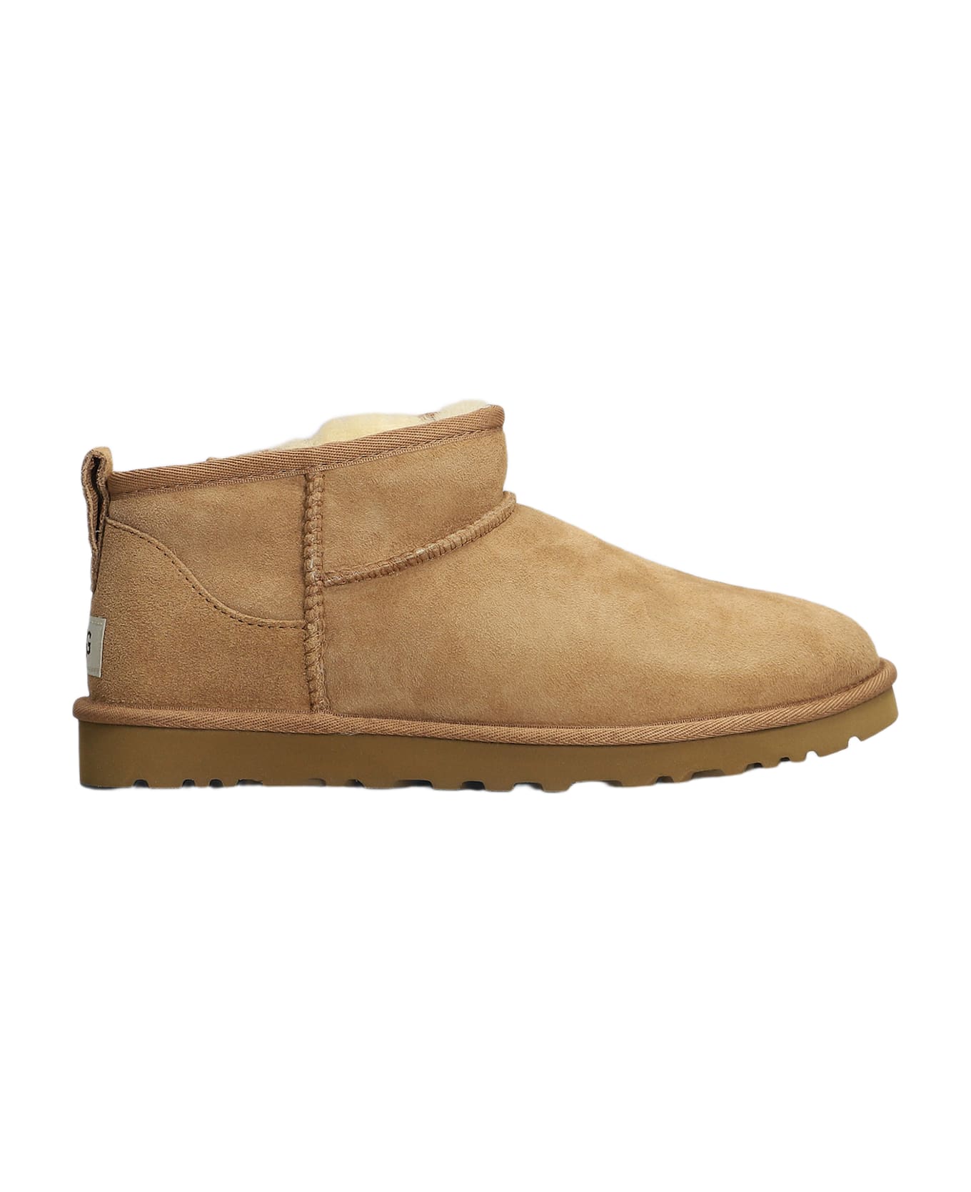 UGG Classic Ultra Mini Low Heels Ankle Boots In Leather Color Suede - leather color