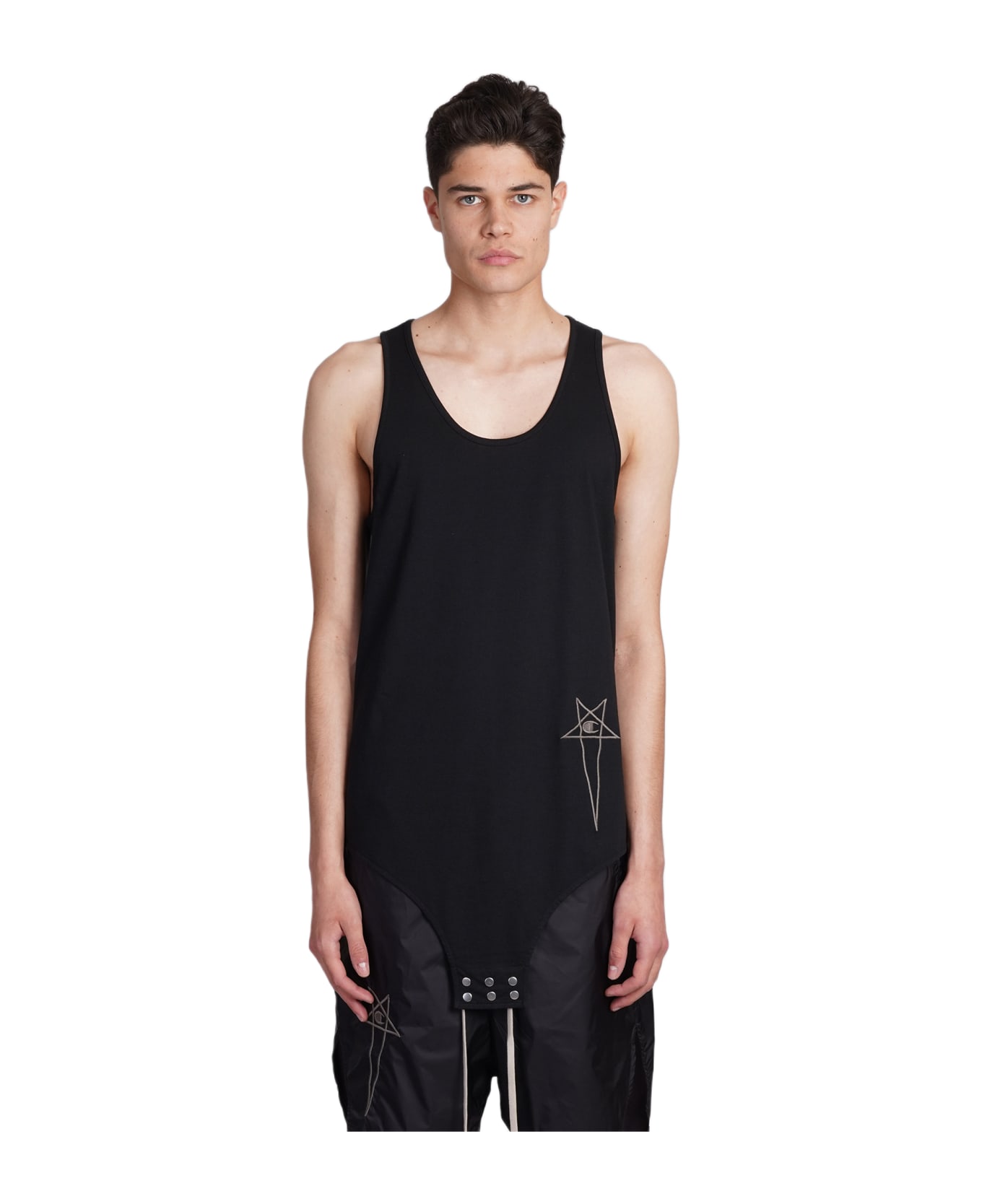 Rick Owens x Champion Basketball Tank Tank Top In Black Cotton - black