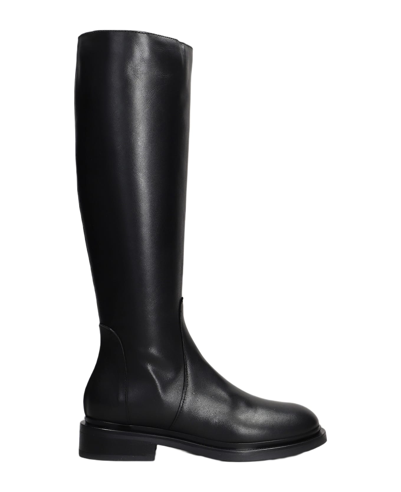 Julie Dee Low Heels Boots In Black Leather - black