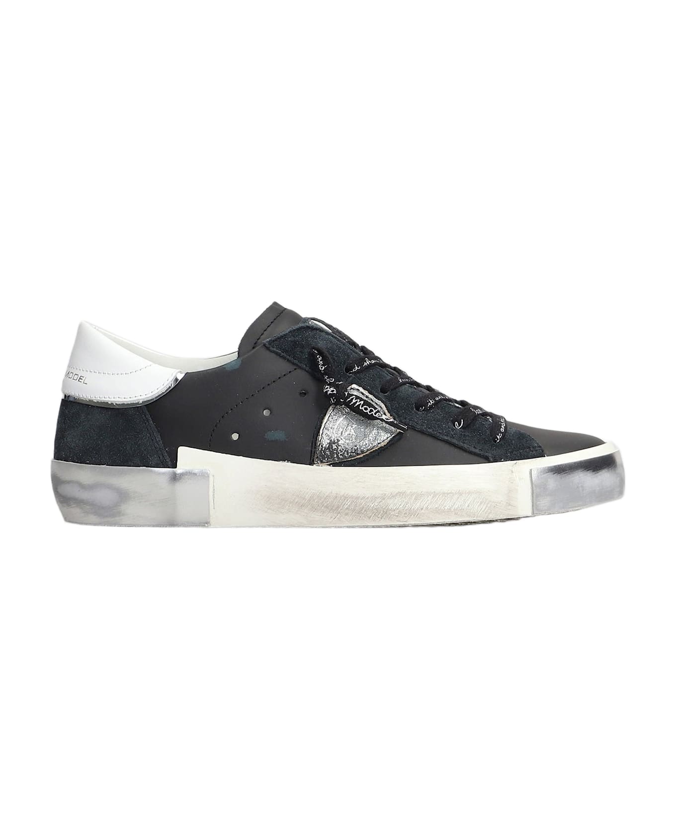Philippe Model Prsx Low Sneakers In Black Leather - black