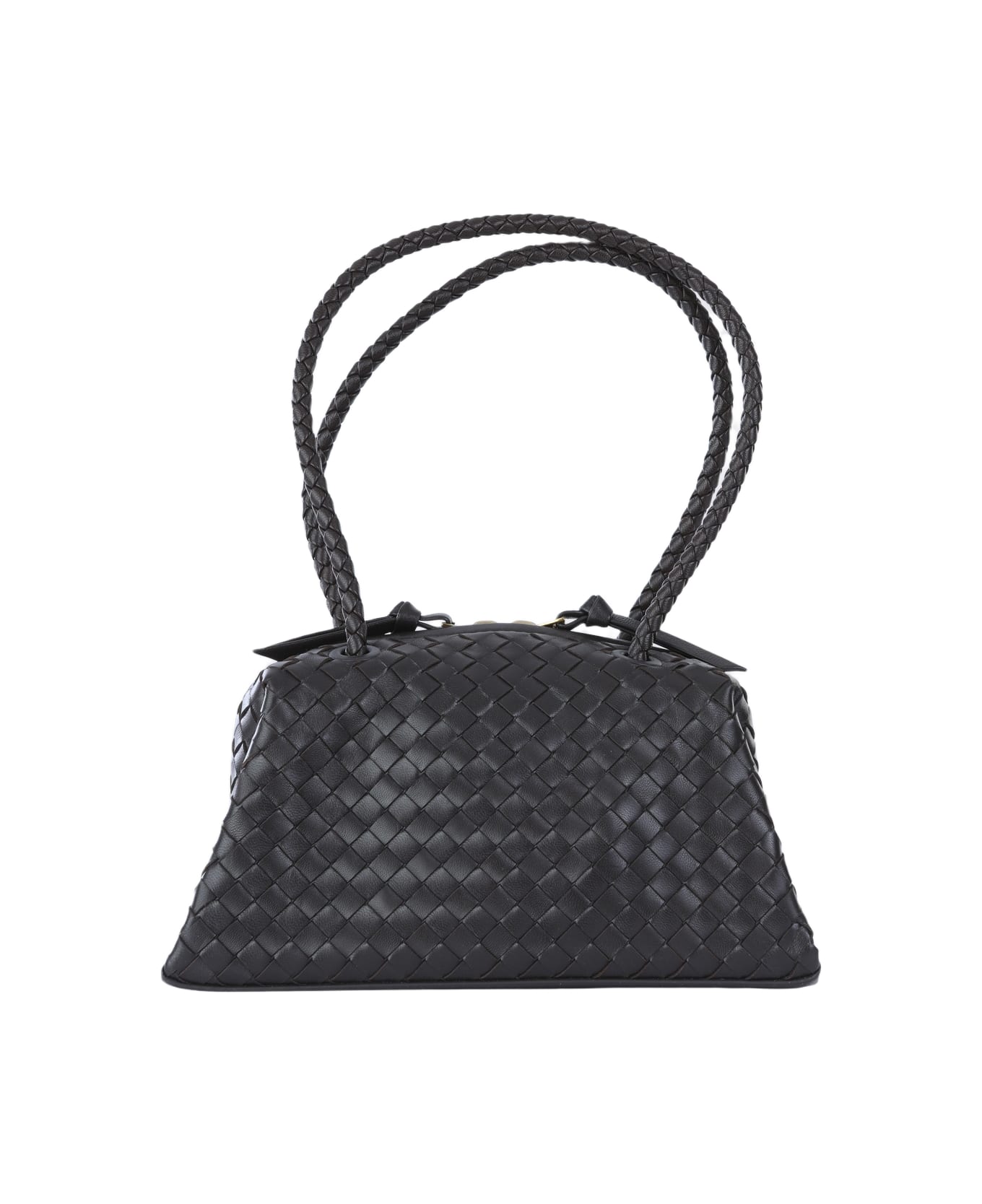 Bottega Veneta Black Leather Tokyo Pouch - FONDANT-GOLD