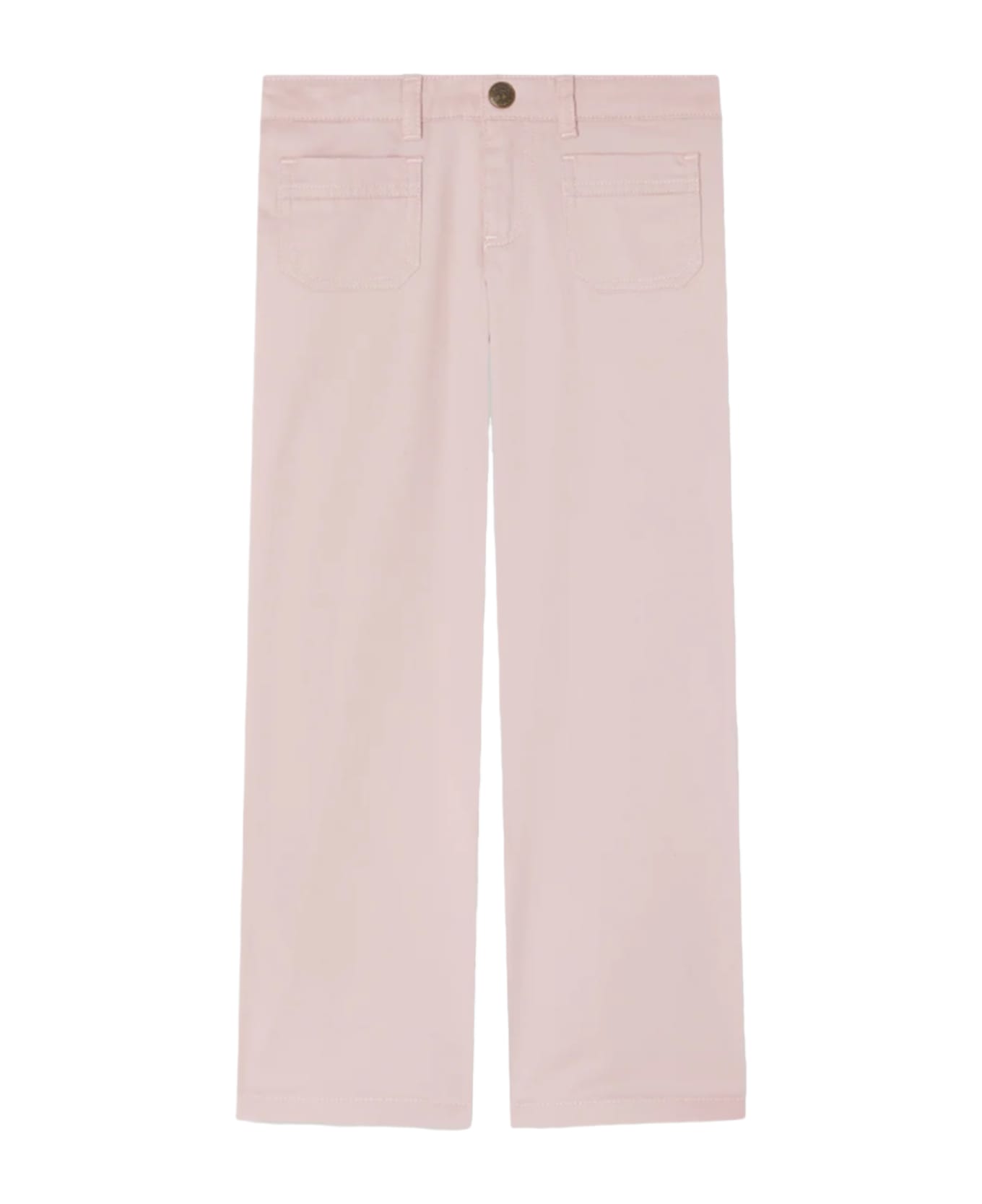 Bonpoint Cotton Denim Pants With Logo - Pink