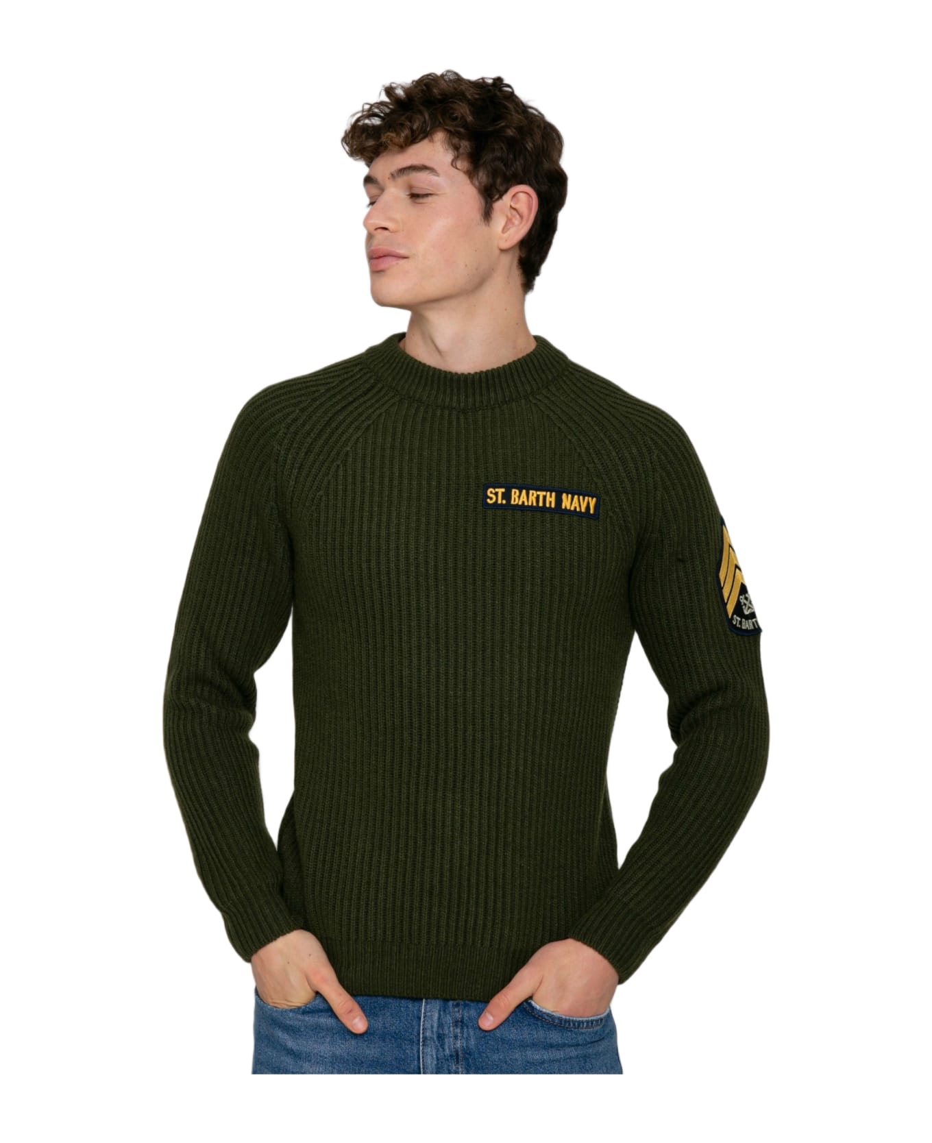 MC2 Saint Barth Man Ribbed Green Sweater - GREEN
