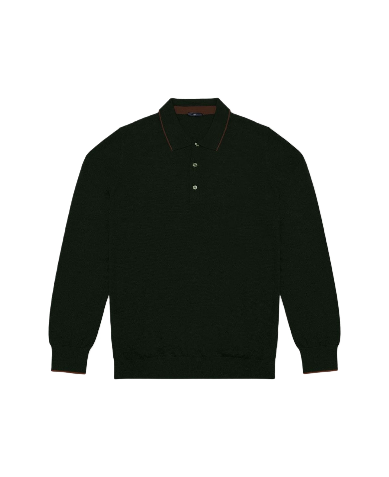 Larusmiani Long Sleeve Polo Shirt Polo Shirt - DarkGreen ポロシャツ