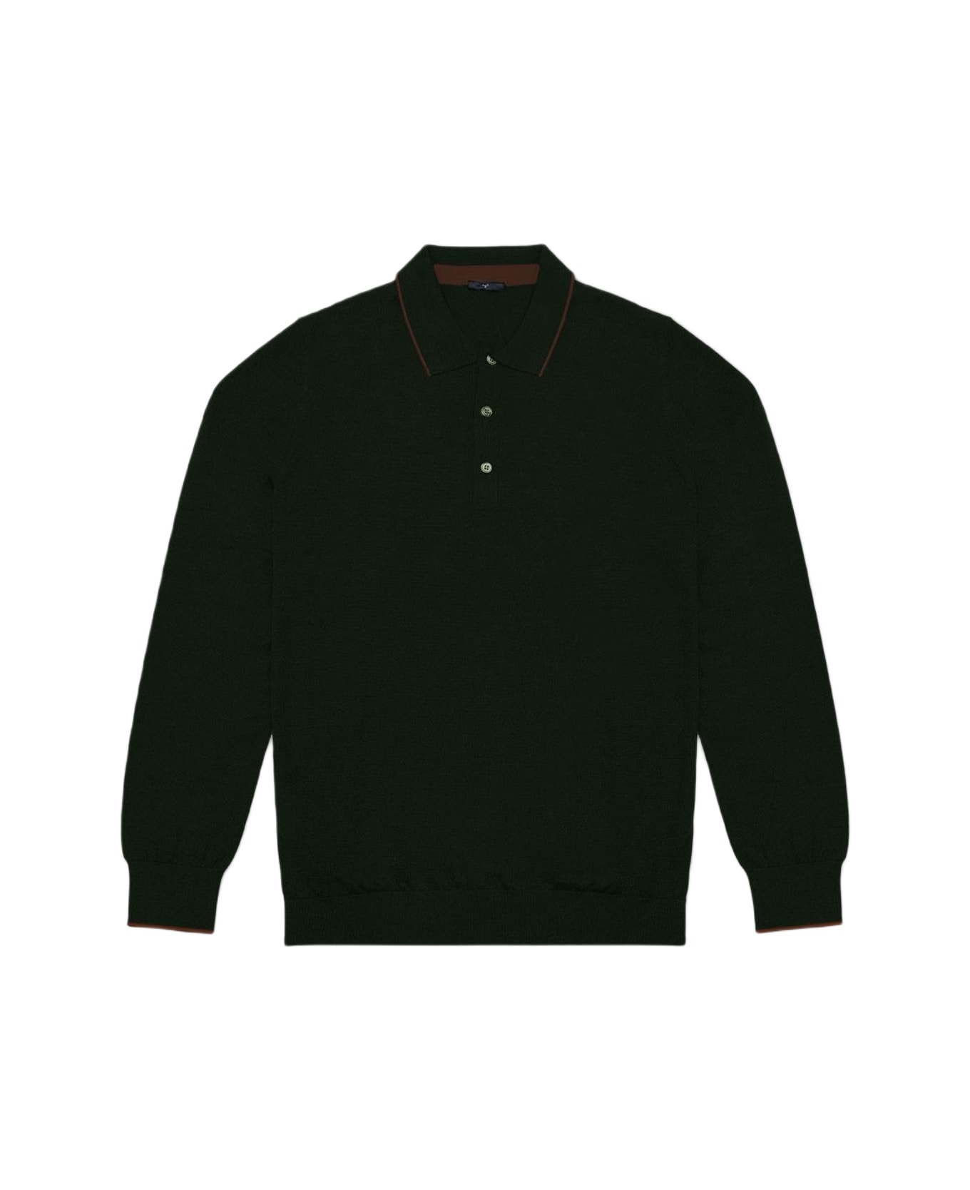 Larusmiani Long Sleeve Polo Shirt Sweater - DarkGreen