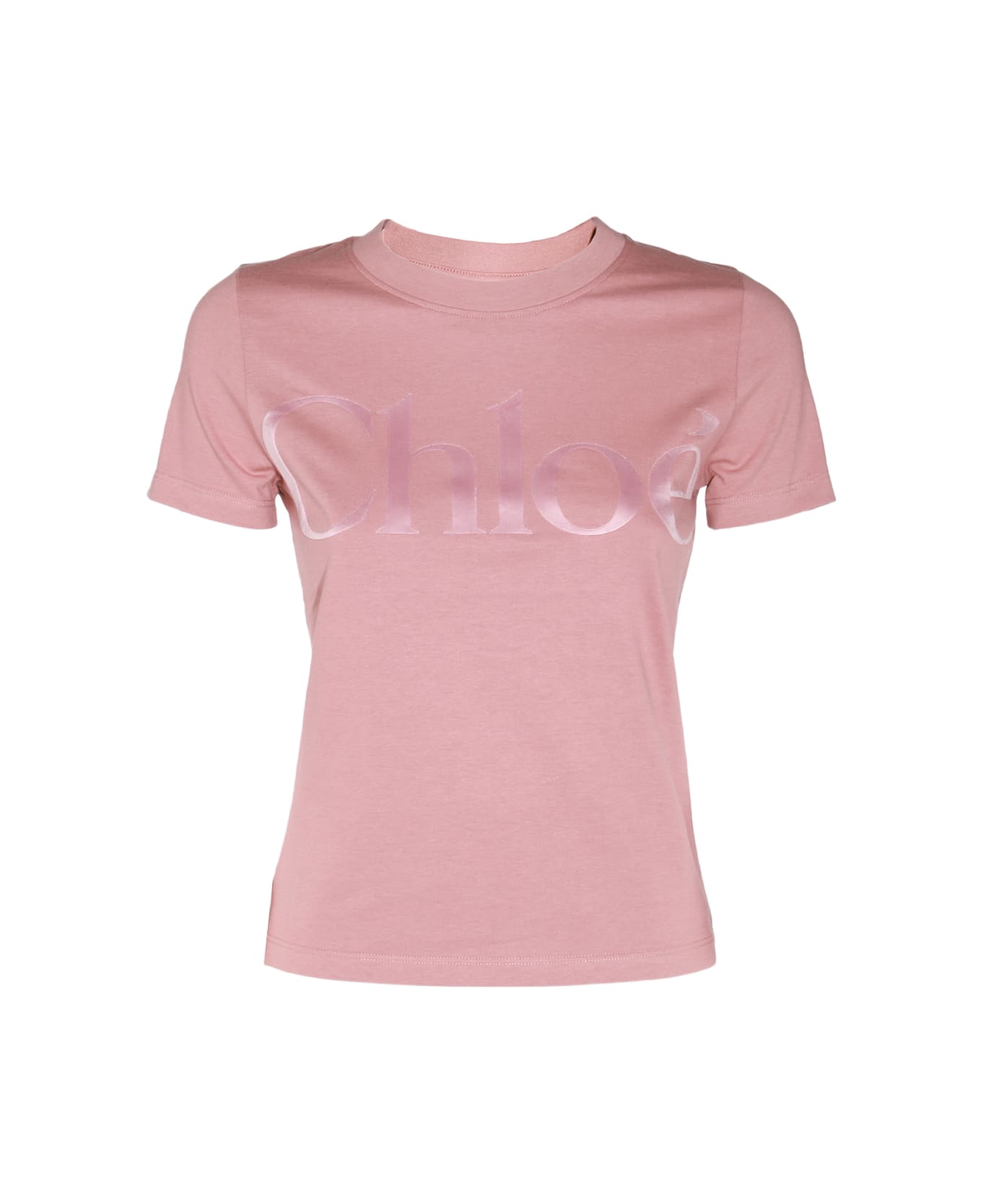 Chloé Pink Cotton T-shirt - DRIED ROSE