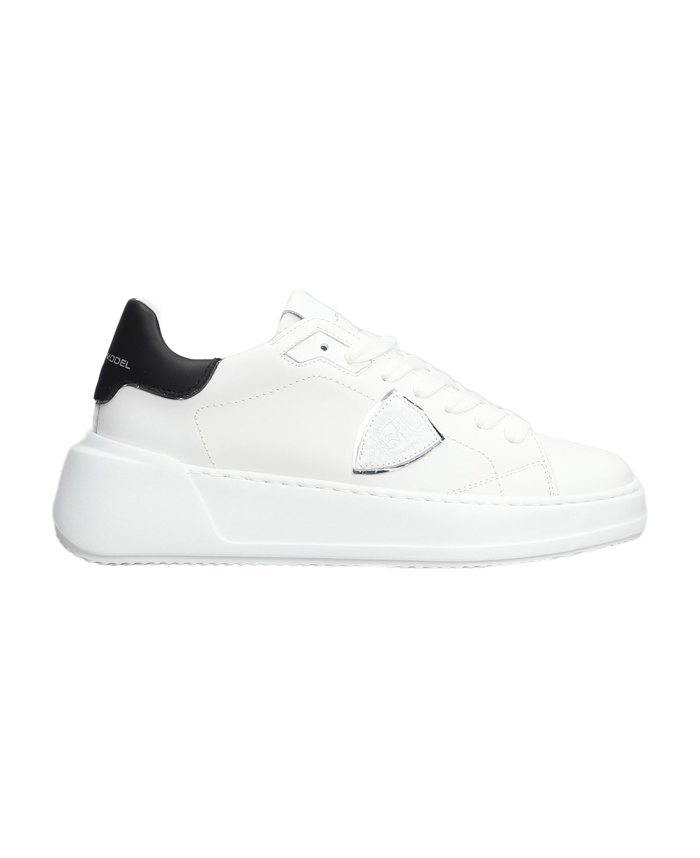Philippe Model Tres Temple Low Sneakers In White Leather - white