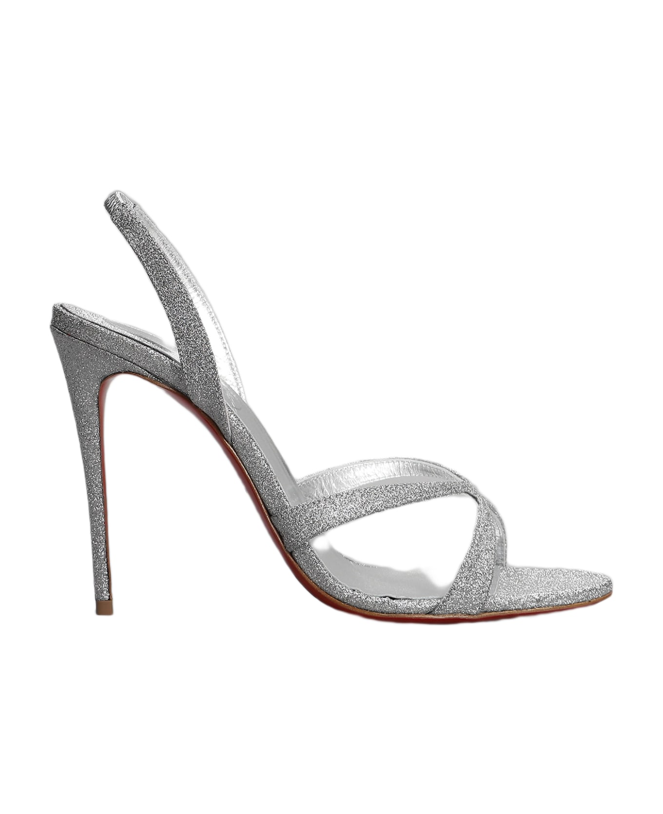 Christian Louboutin Emilie 100 Sandals In Silver Suede - silver