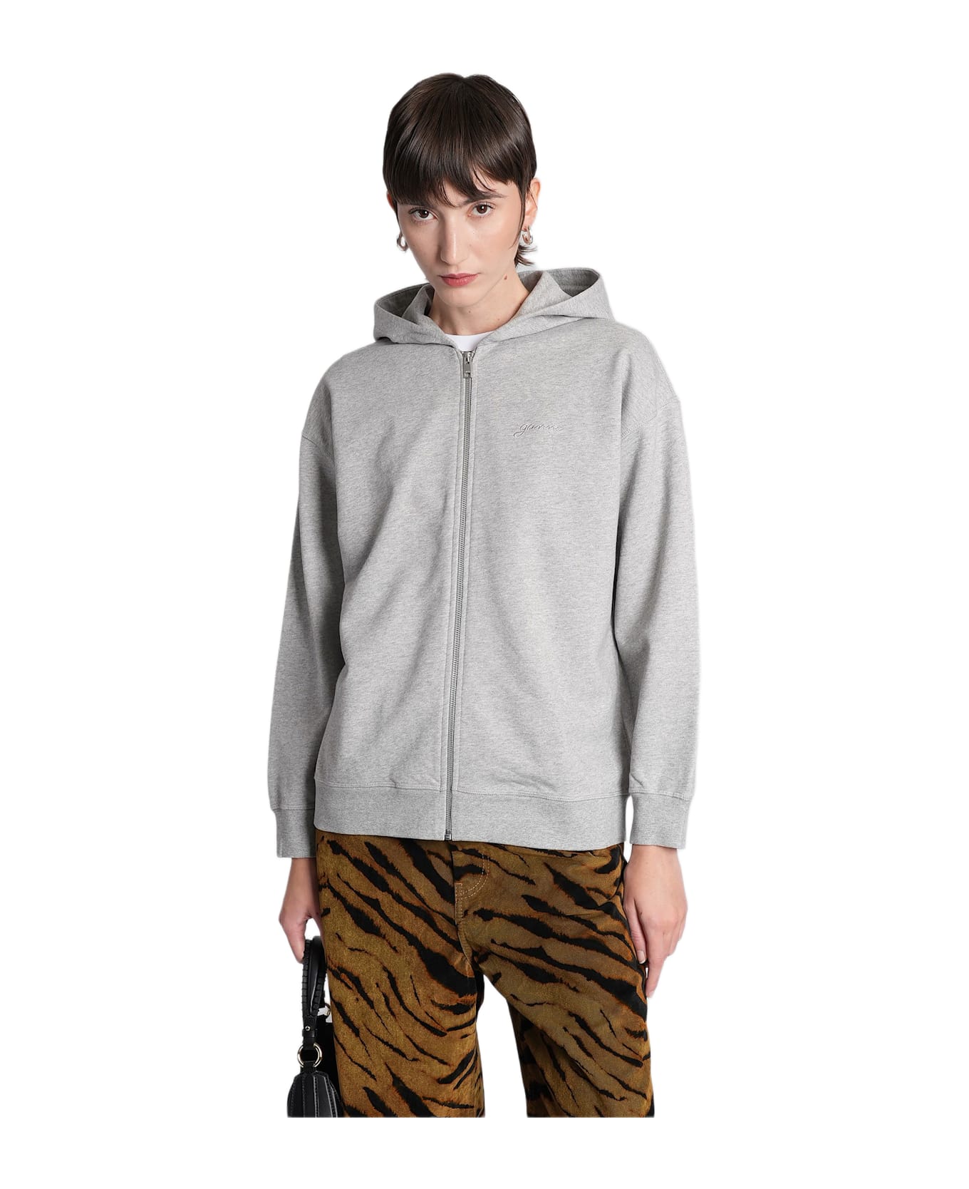 Ganni Sweatshirt In Grey Cotton - grey