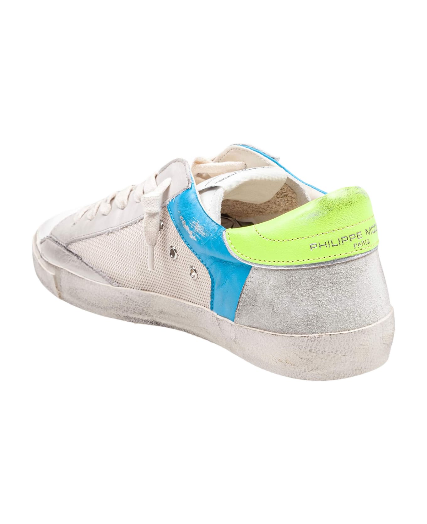 Philippe Model Sneakers Prsx In Fabric And Leather Color White And Fluorescent Yellow - Beige jaune