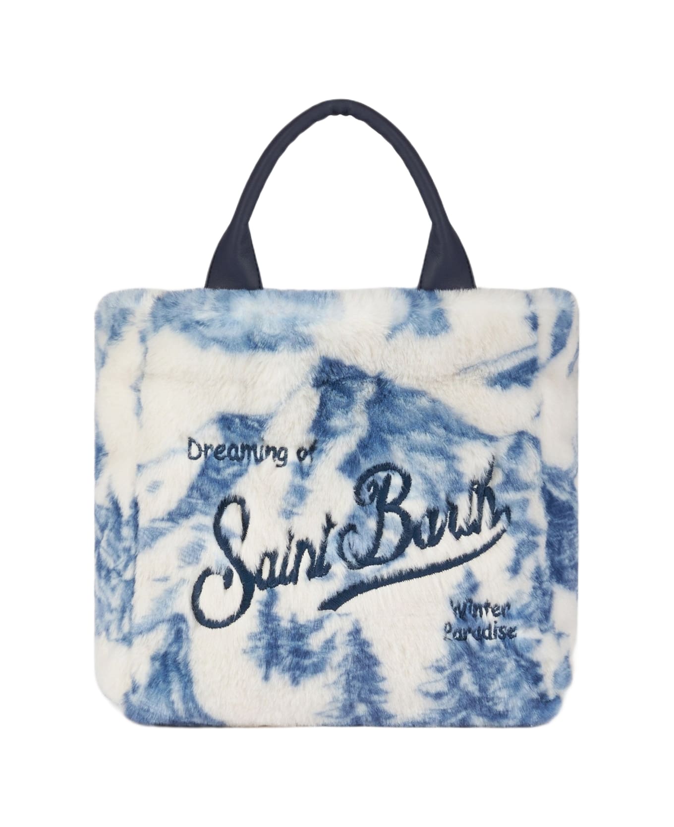 MC2 Saint Barth Furry Soft Mini Vanity Bag With Toile De Jouy Print - WHITE
