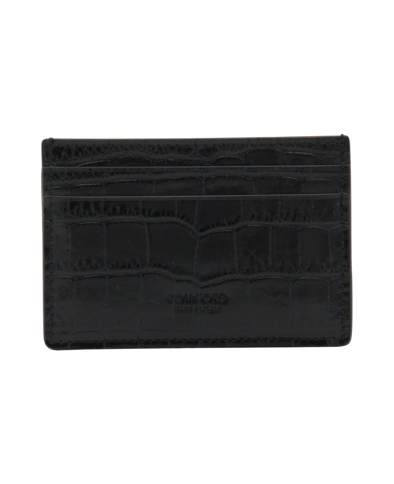 Tom Ford Black Leather Card Holder - Black