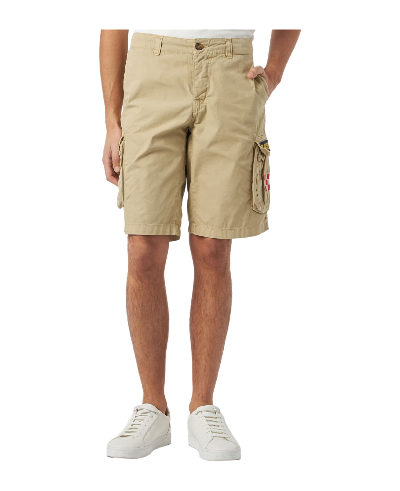 MC2 Saint Barth Man Beige Cotton Cargo Shorts