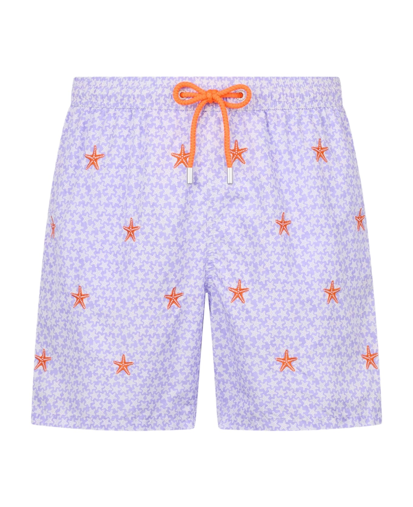 MC2 Saint Barth Man Lightweight Fabric Swim-shorts Lighting With Seastars Embroidery - PINK