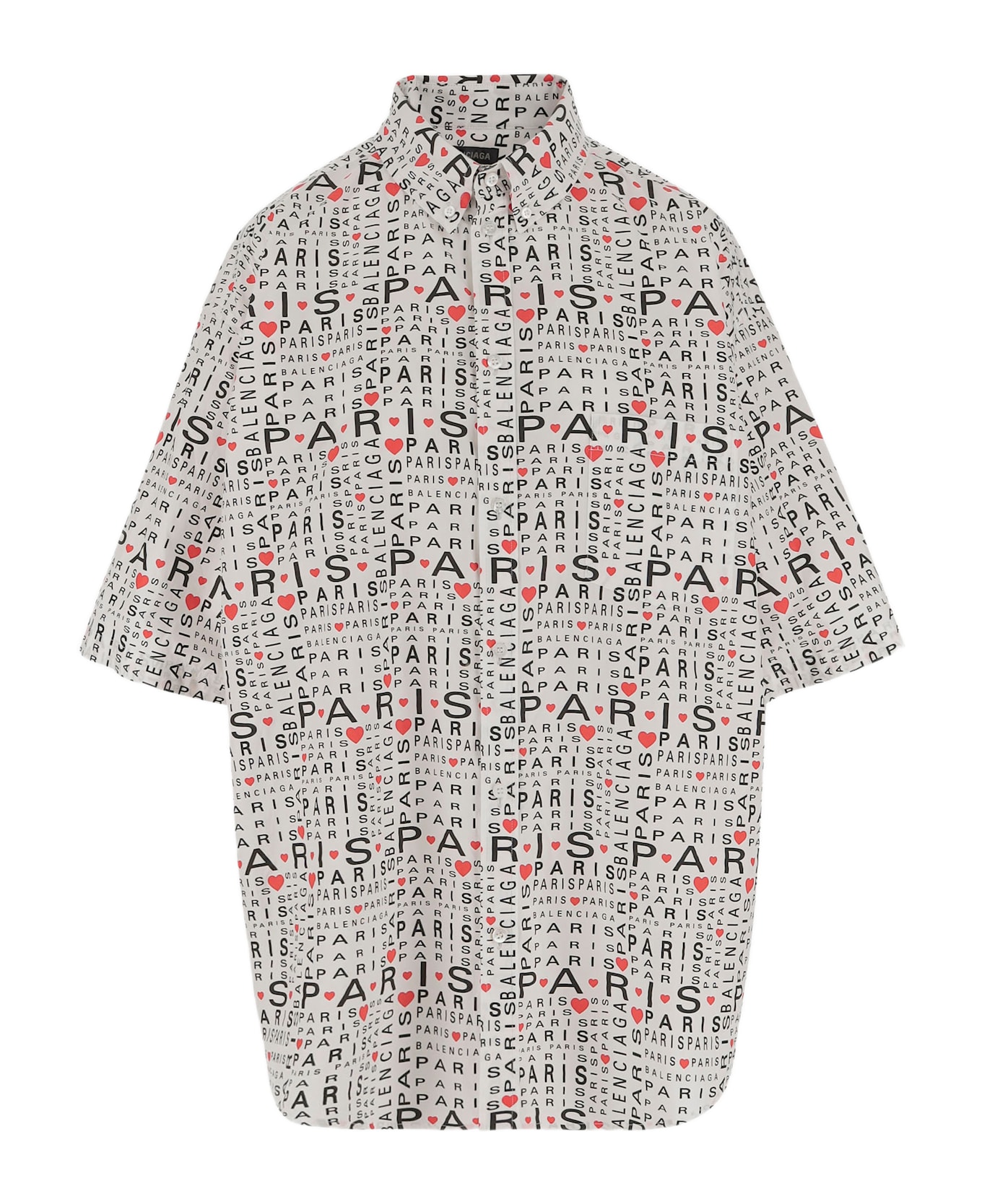 Balenciaga Cotton Shirt With I Love Paris Pattern - Red