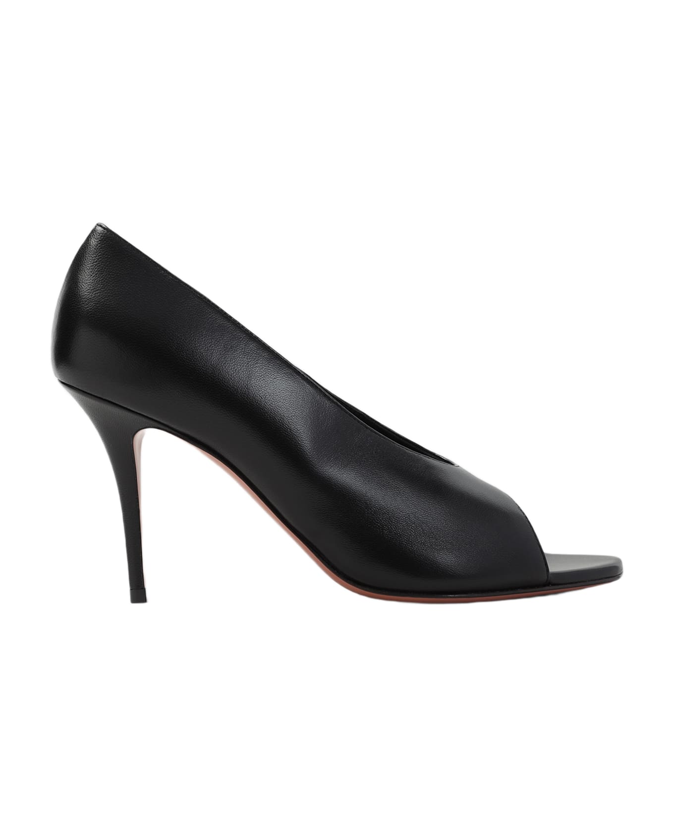 Amina Muaddi Julianne 90 Peep Toe Nappa Pumps - Black