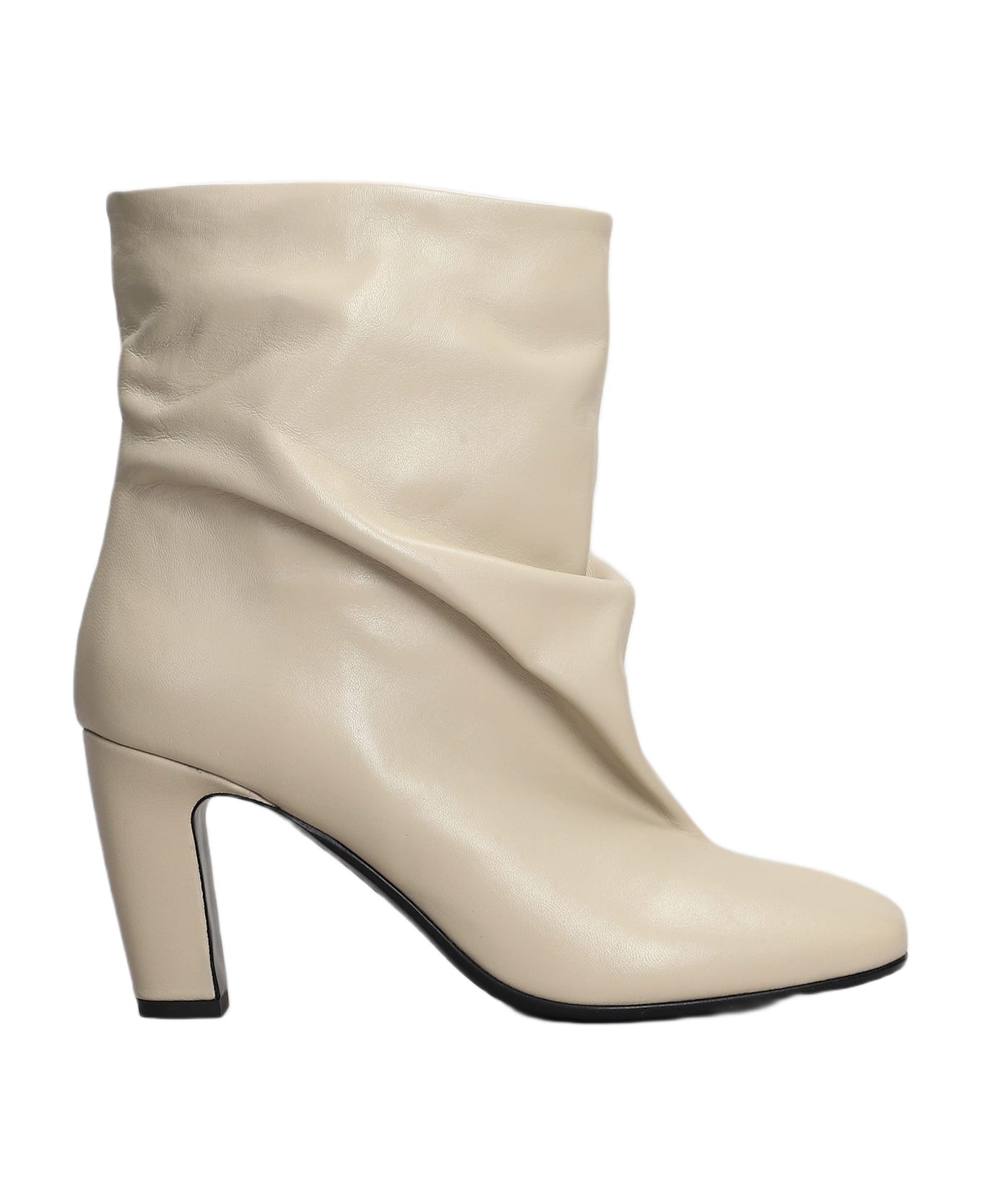 Strategia High Heels Ankle Boots In Beige Leather - beige