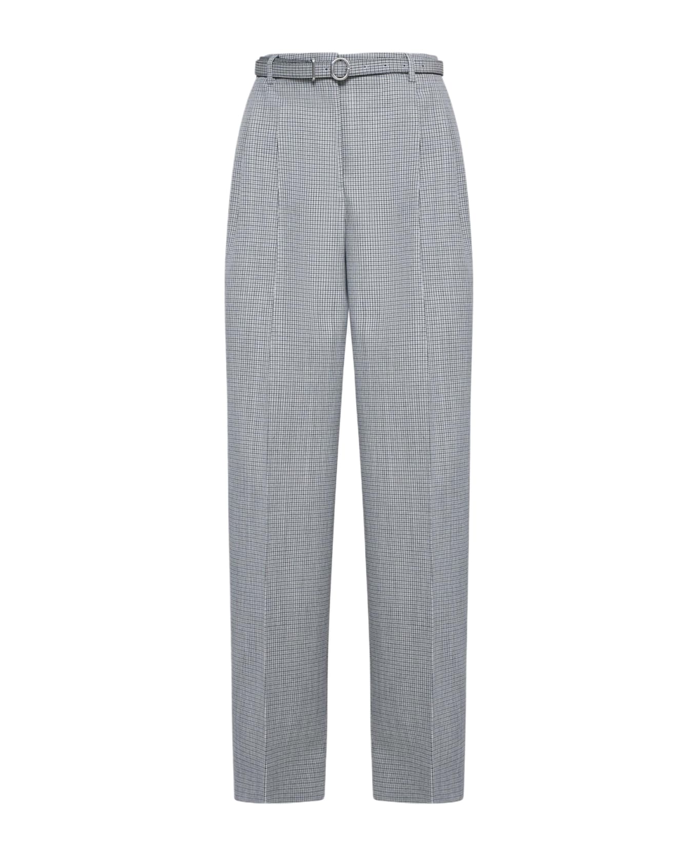 Jil Sander Micro-check Wool Trousers - Grey