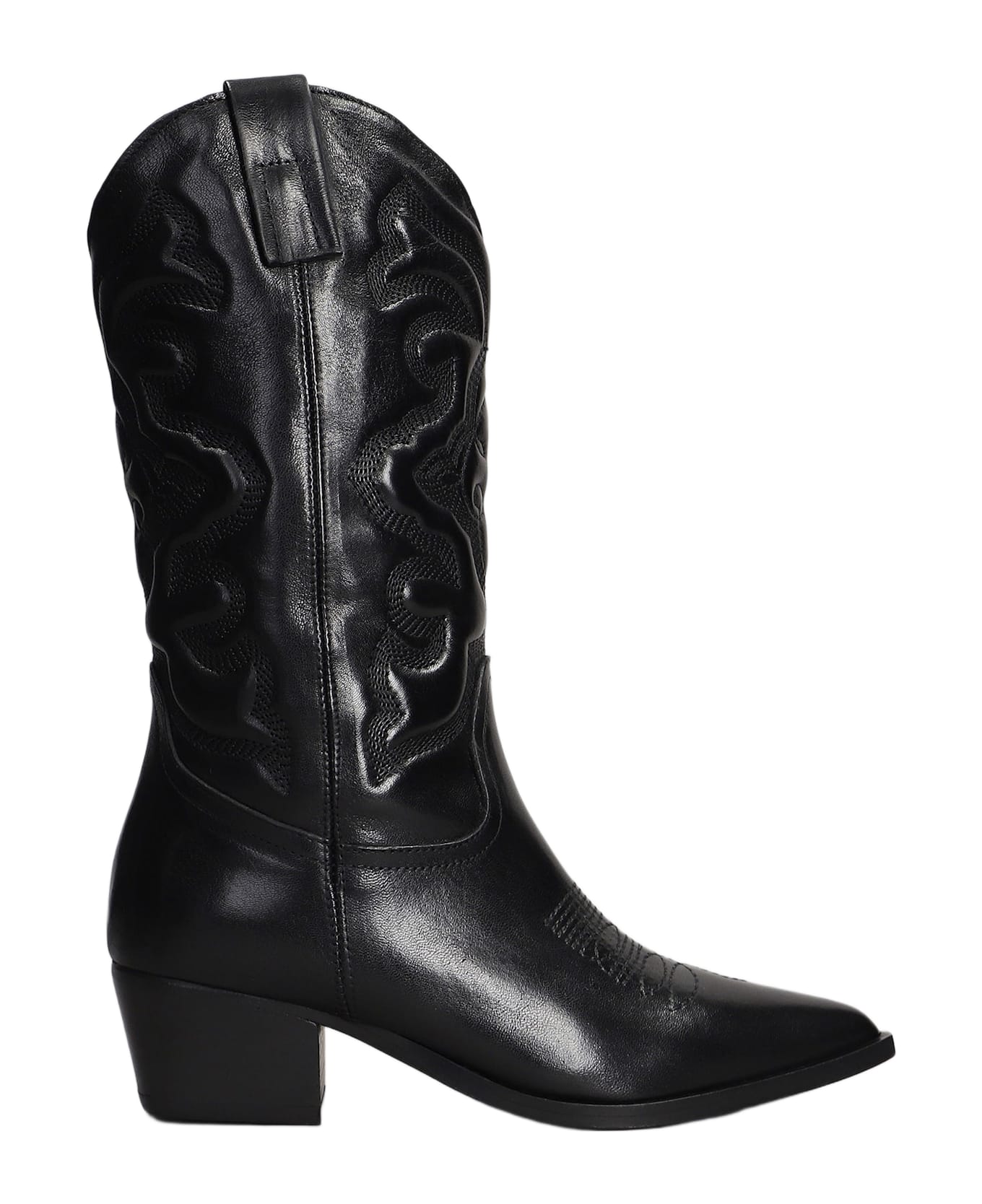 Julie Dee Texan Boots In Black Leather - black