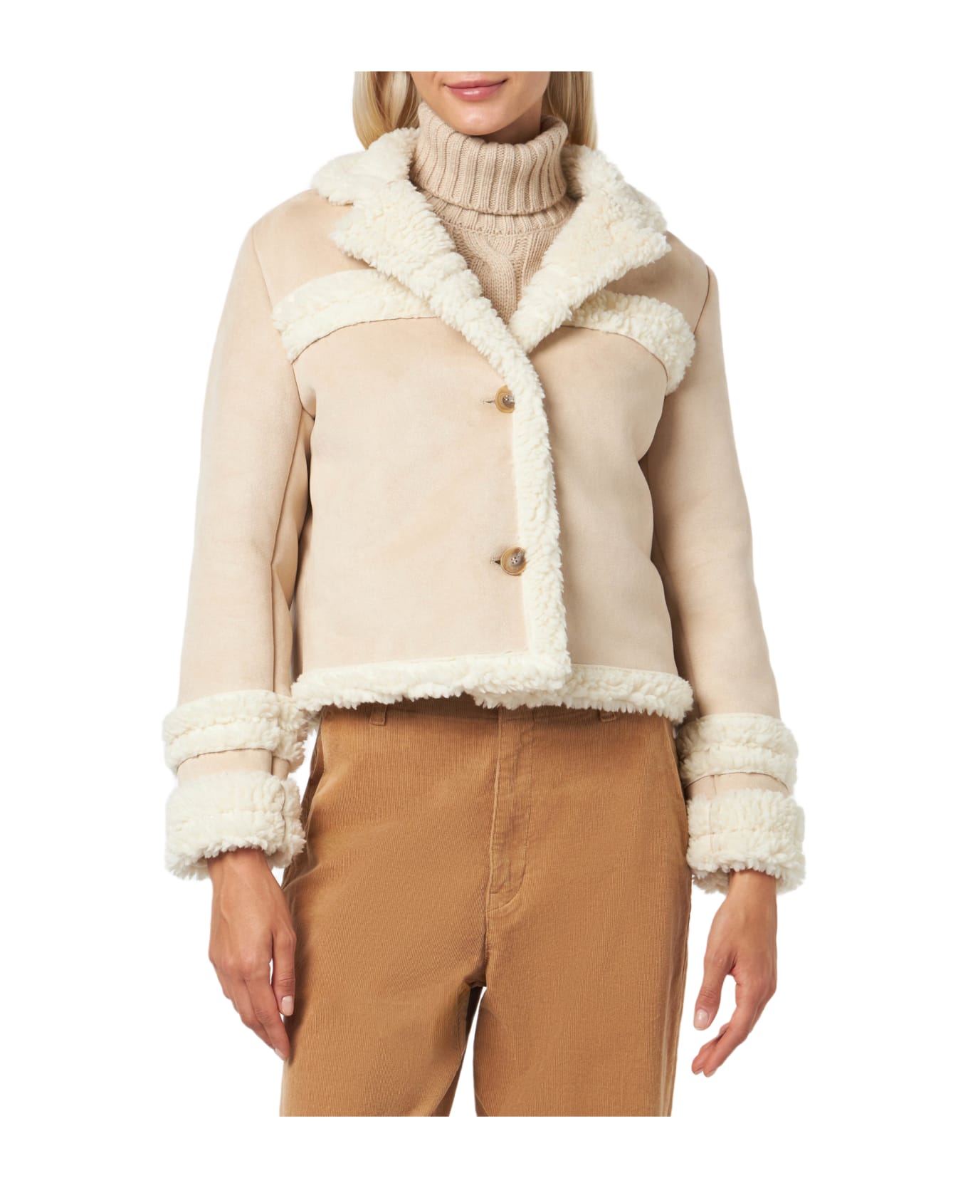 MC2 Saint Barth Woman Short Shearling-like Jacket - BEIGE
