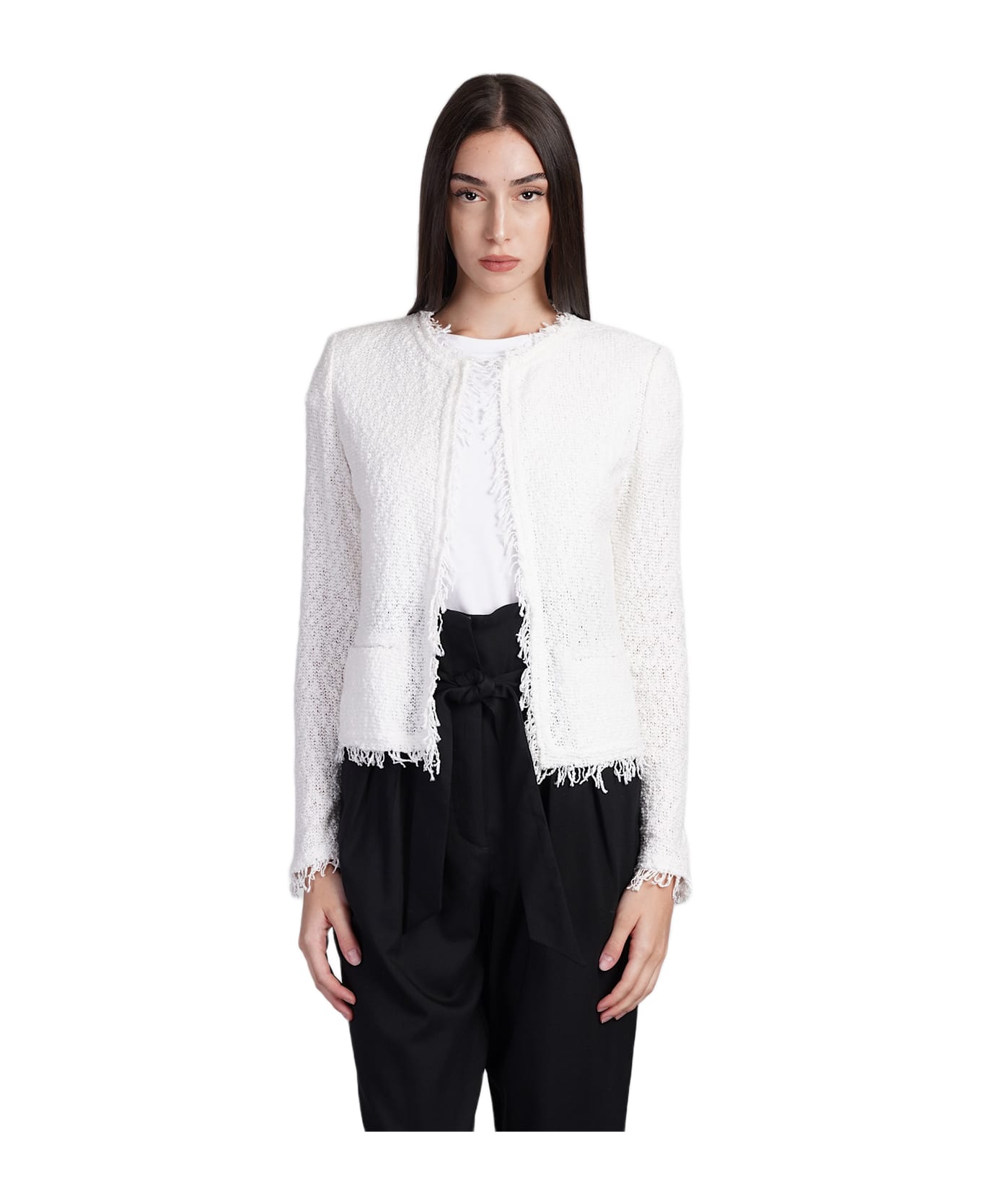IRO Shavani Casual Jacket In White Cotton italist ALWAYS LIKE A SALE