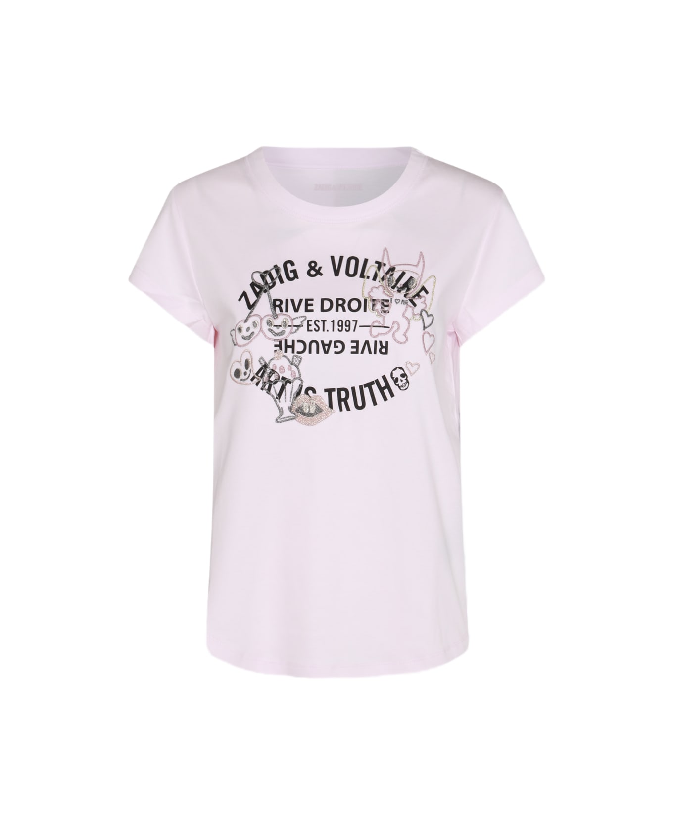 Zadig & Voltaire Pink And Black Cotton T-shirt - PARME