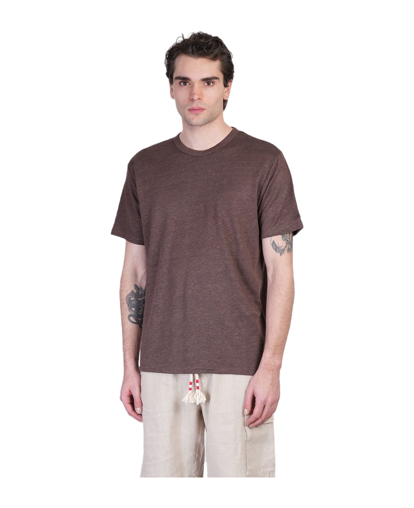 MC2 Saint Barth Ecstasea N T-shirt In Brown Linen - brown