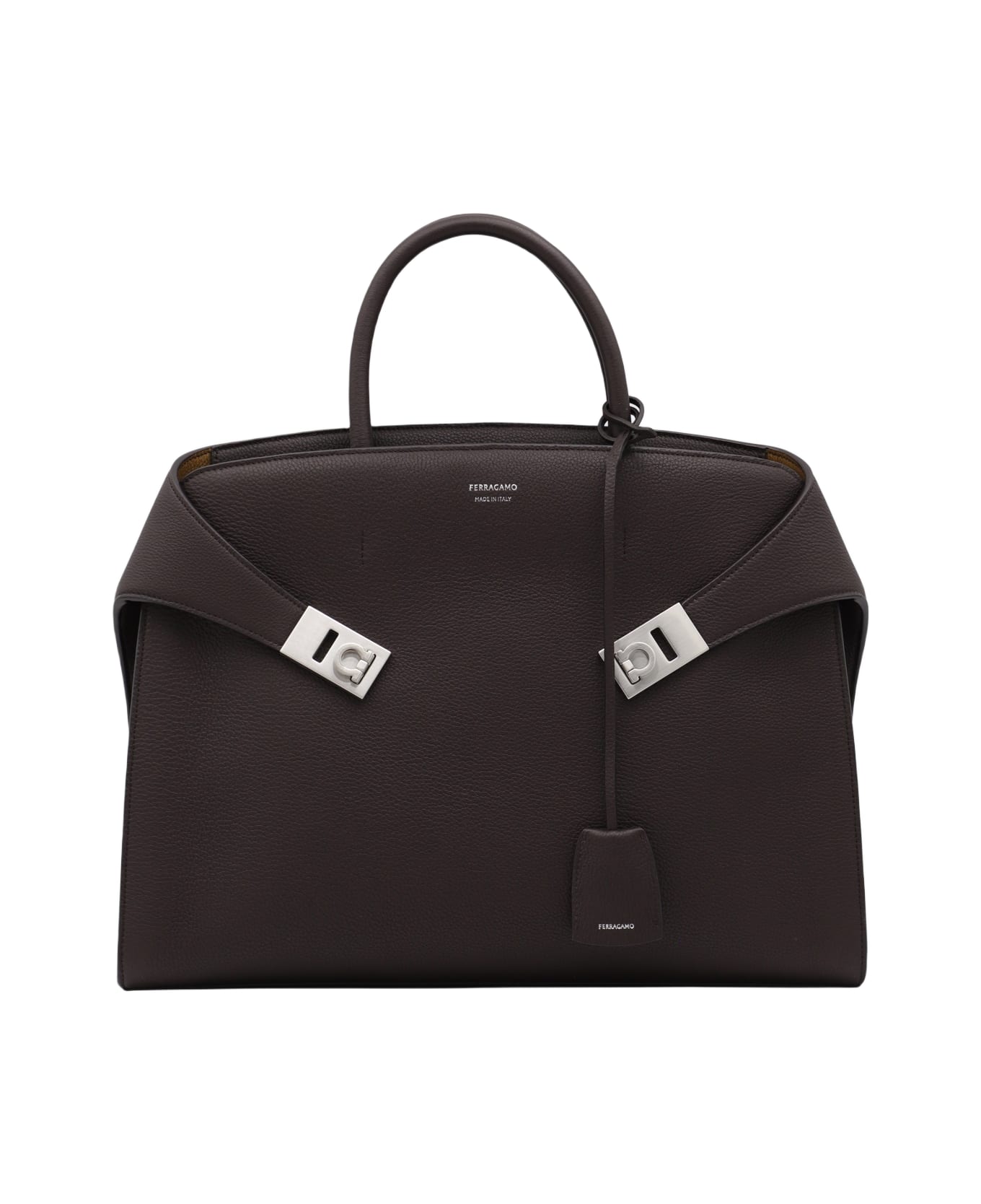Ferragamo Dark Brown Leather Hug Top Handle Bag - Dark Brown
