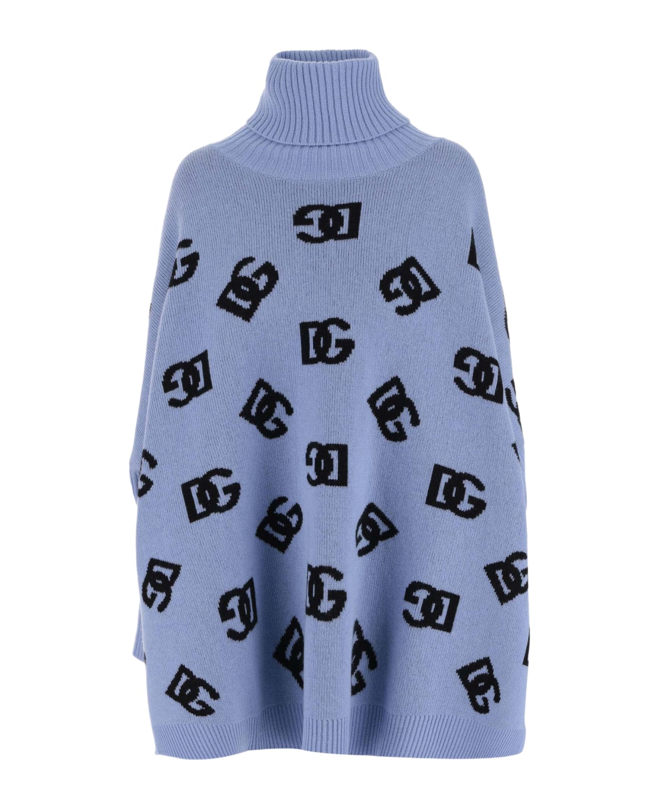 Dolce & Gabbana Blue And Black Wool Dress - Light Blue