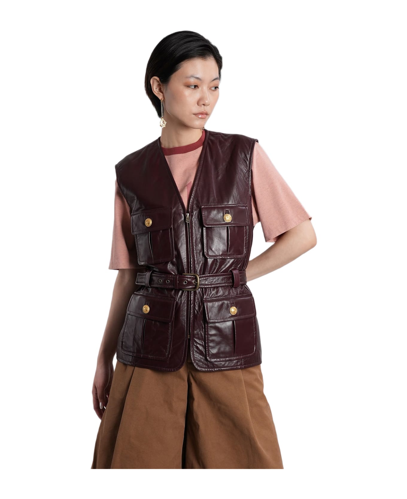 Chloé Vest In Brown Leather - brown