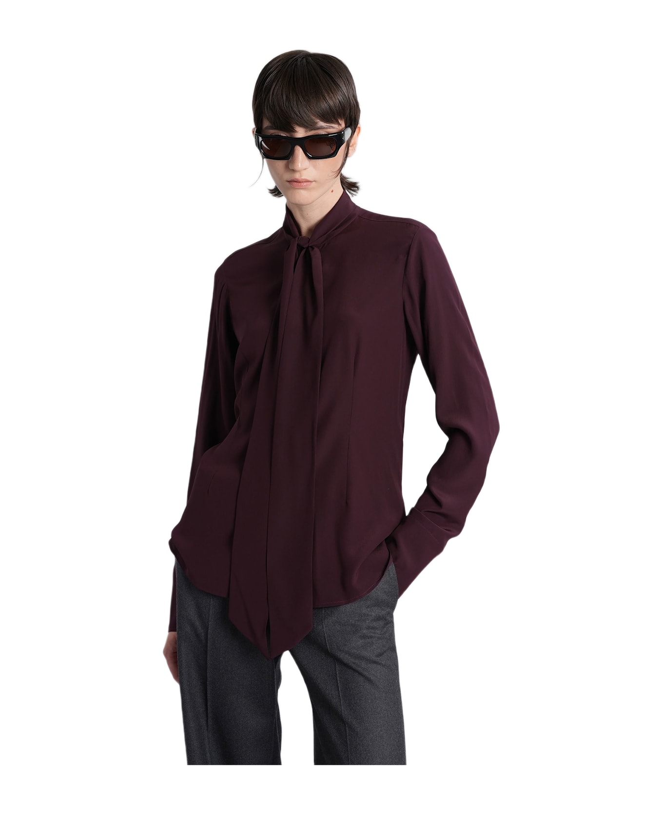 Stella McCartney Shirt In Bordeaux Silk - bordeaux