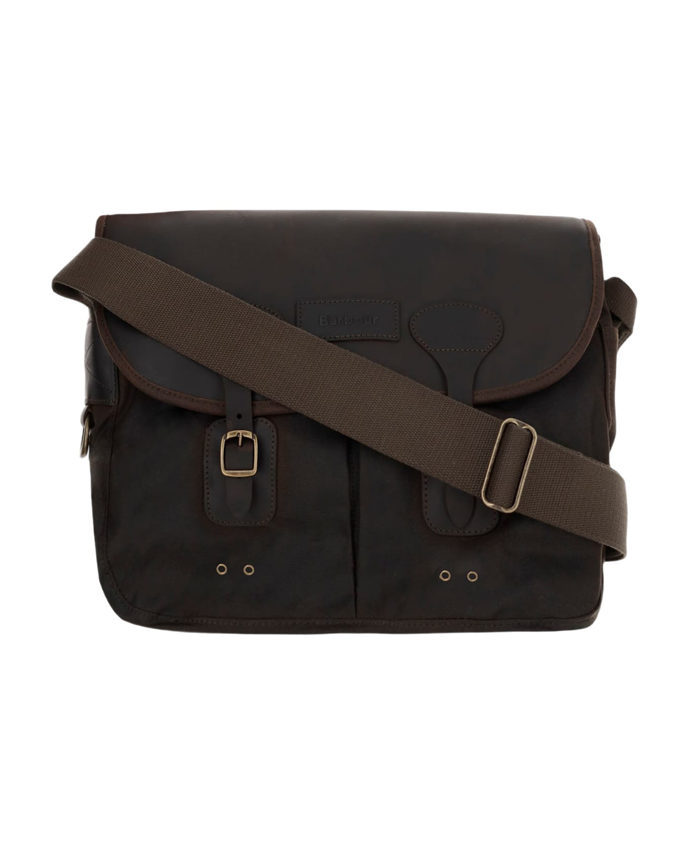 Barbour Tarras Leather And Waxed Cotton Bag - Green
