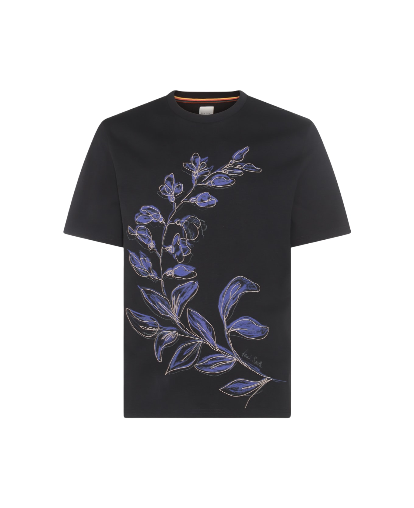 Paul Smith Navy Blue And Violet Cotton T-shirt - Blue