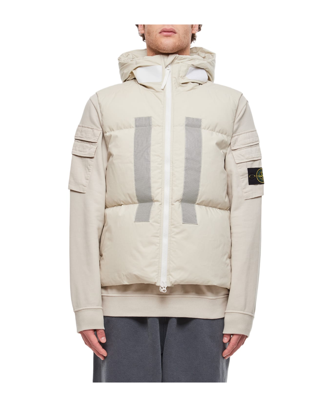 Stone Island G09x2 Stone Island Marina_rubber Wax Poplin Down - White ブレザー