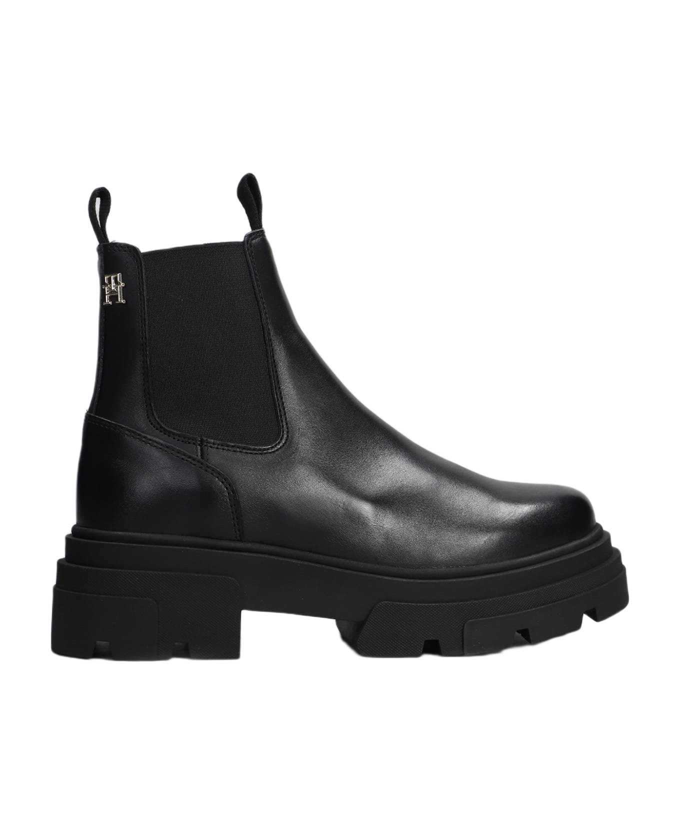 Tommy Hilfiger Ankle Boots In Black Leather - black