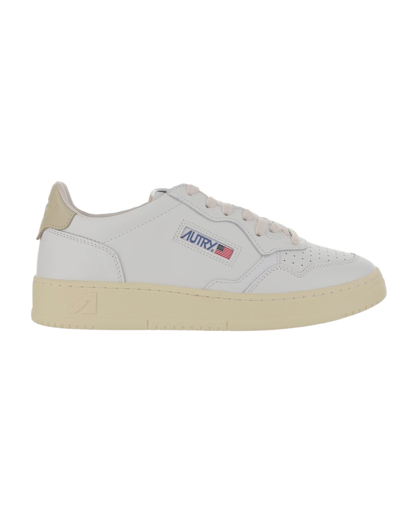Autry Low Medalist Leather Sneakers - Beige