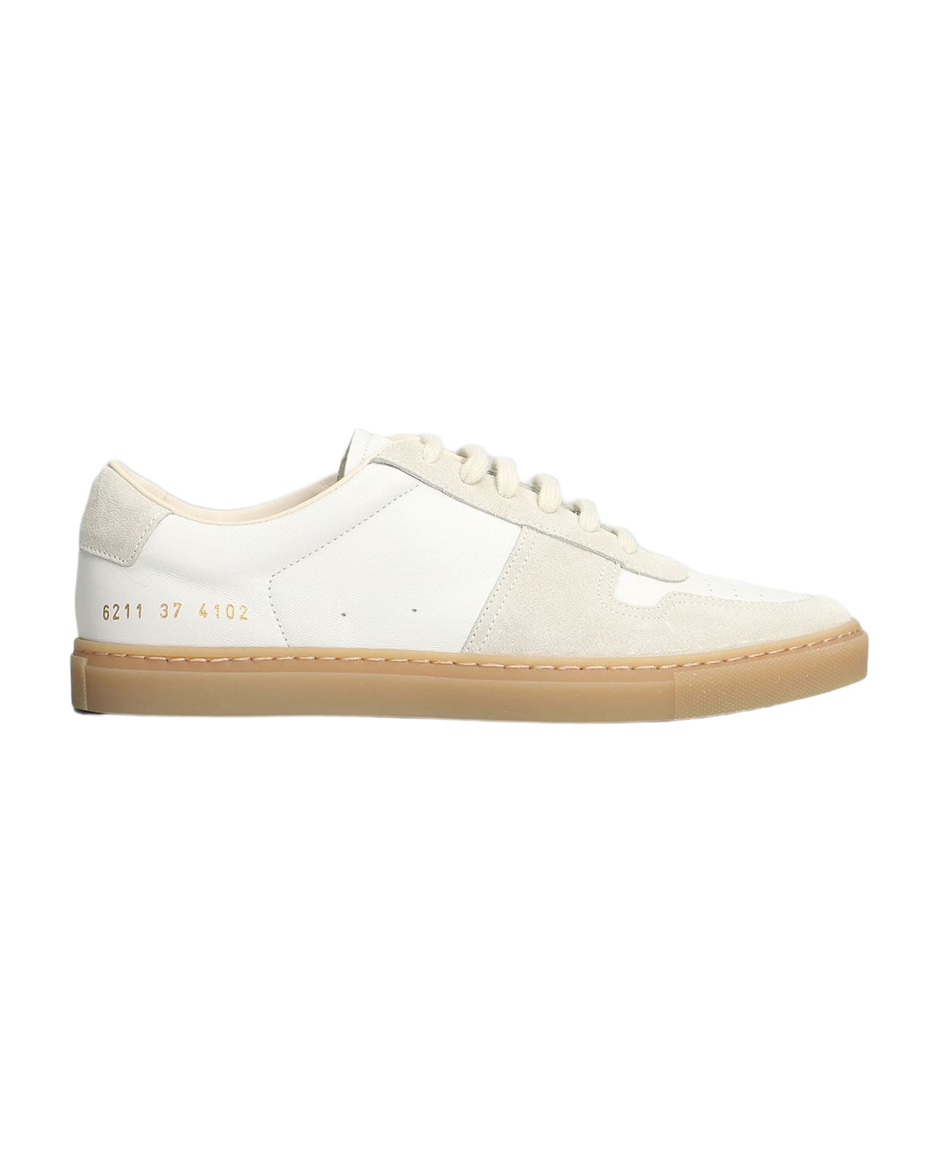 Common Projects Bball Slim Sneakers In White Suede And Leather - white