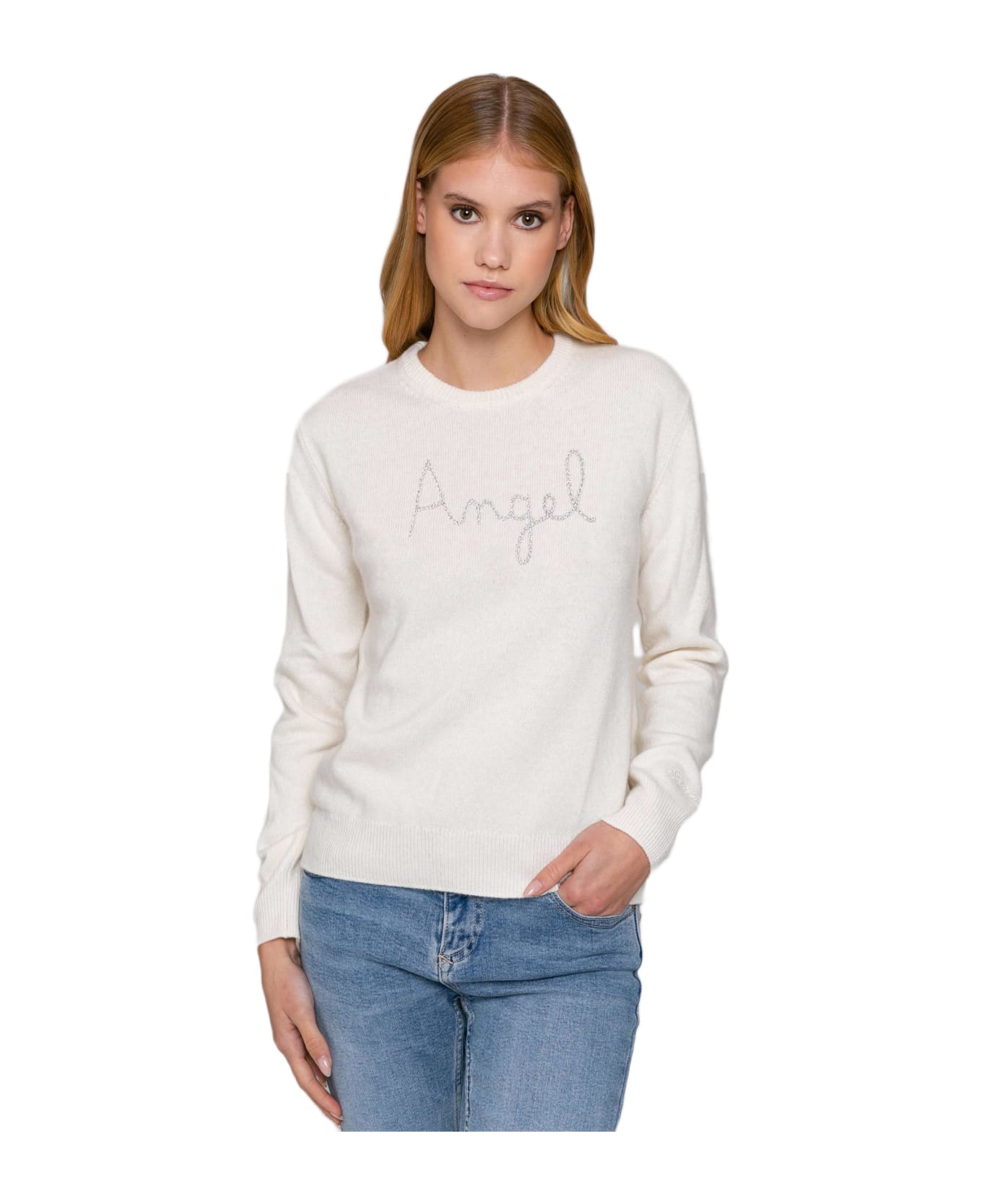 MC2 Saint Barth Woman Sweater With Angel Wings Embroidery