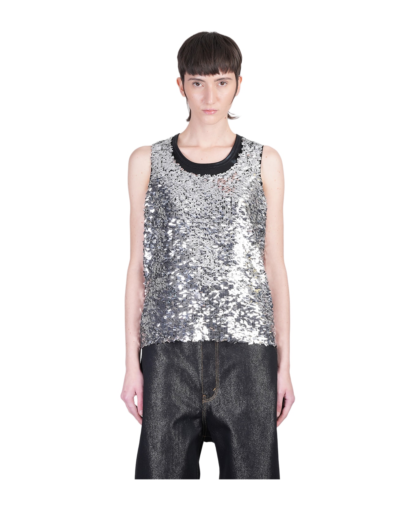 Junya Watanabe Tank Top In Silver Polyester - silver