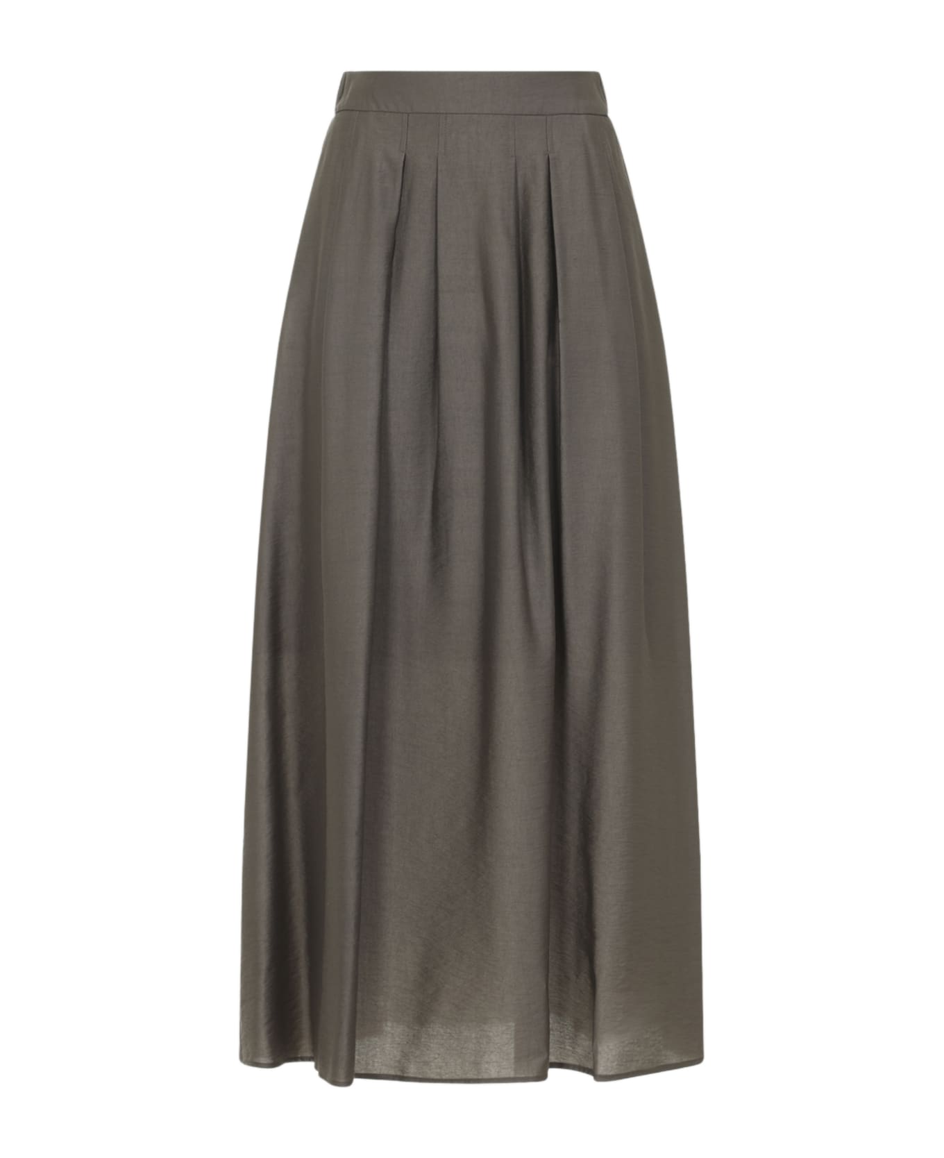 Peserico Lyocell Midi Skirt - Marrone Corteccia