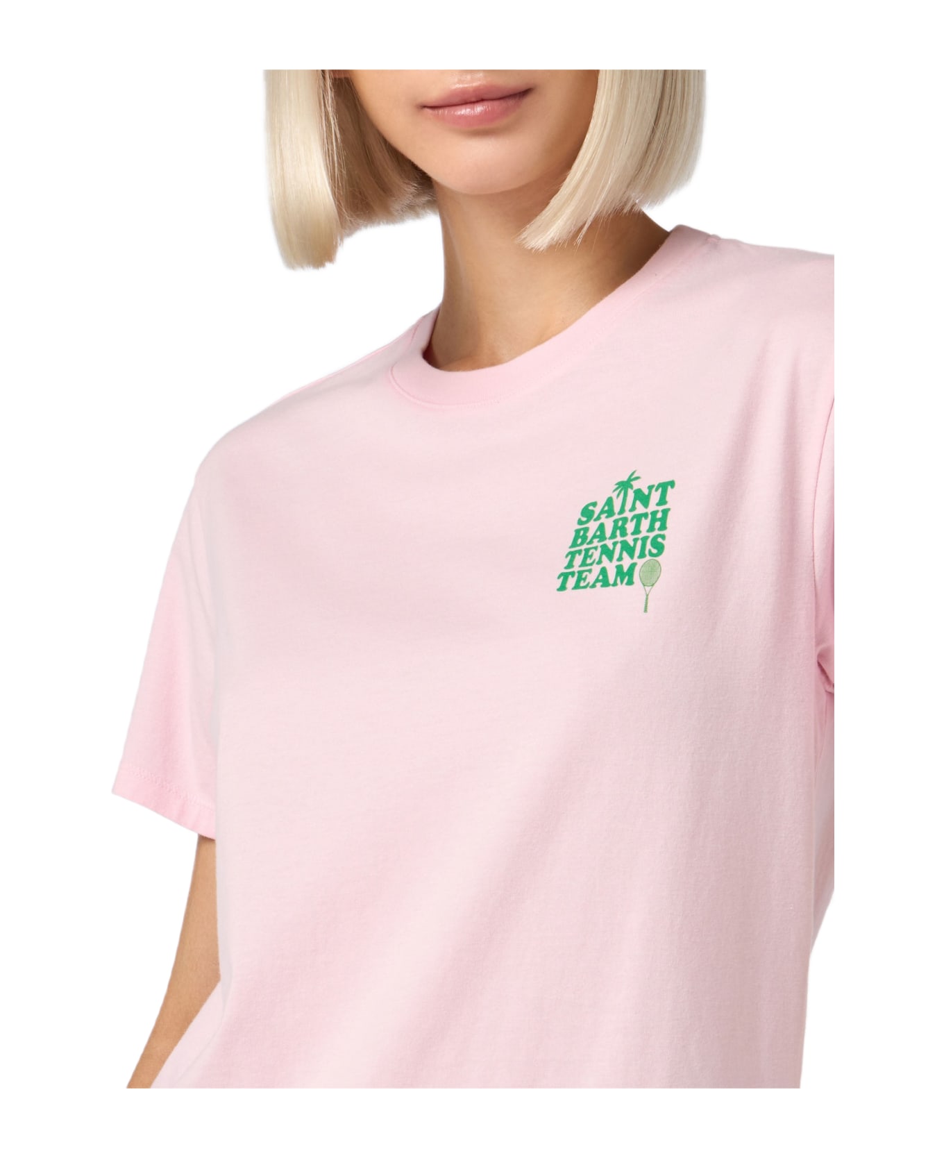 MC2 Saint Barth Pink Cotton T-shirt With St Barth Tennis Team Print - PINK