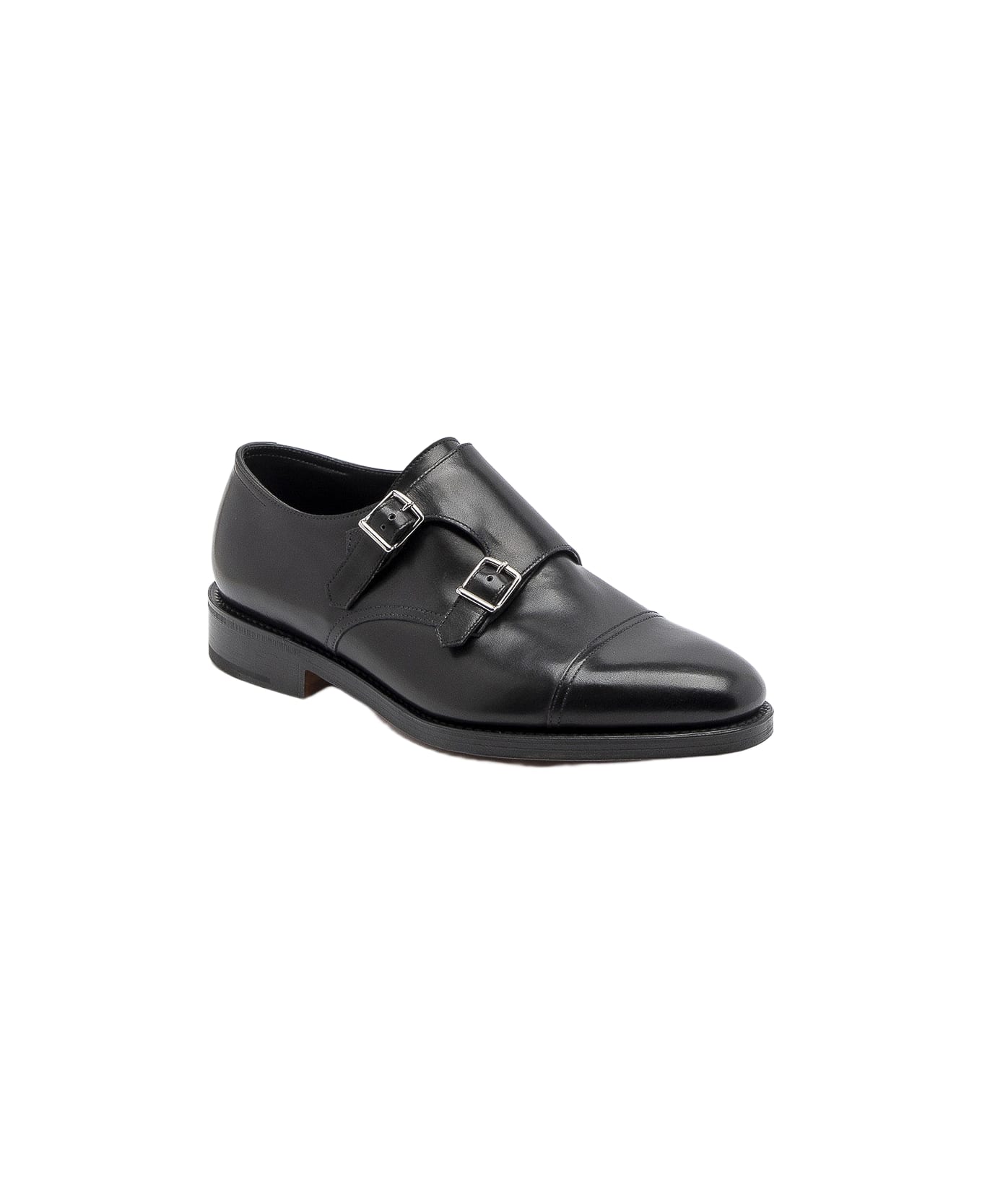 John Lobb William Black Calf Monk Strap Shoe (fitting F/ee) - Nero