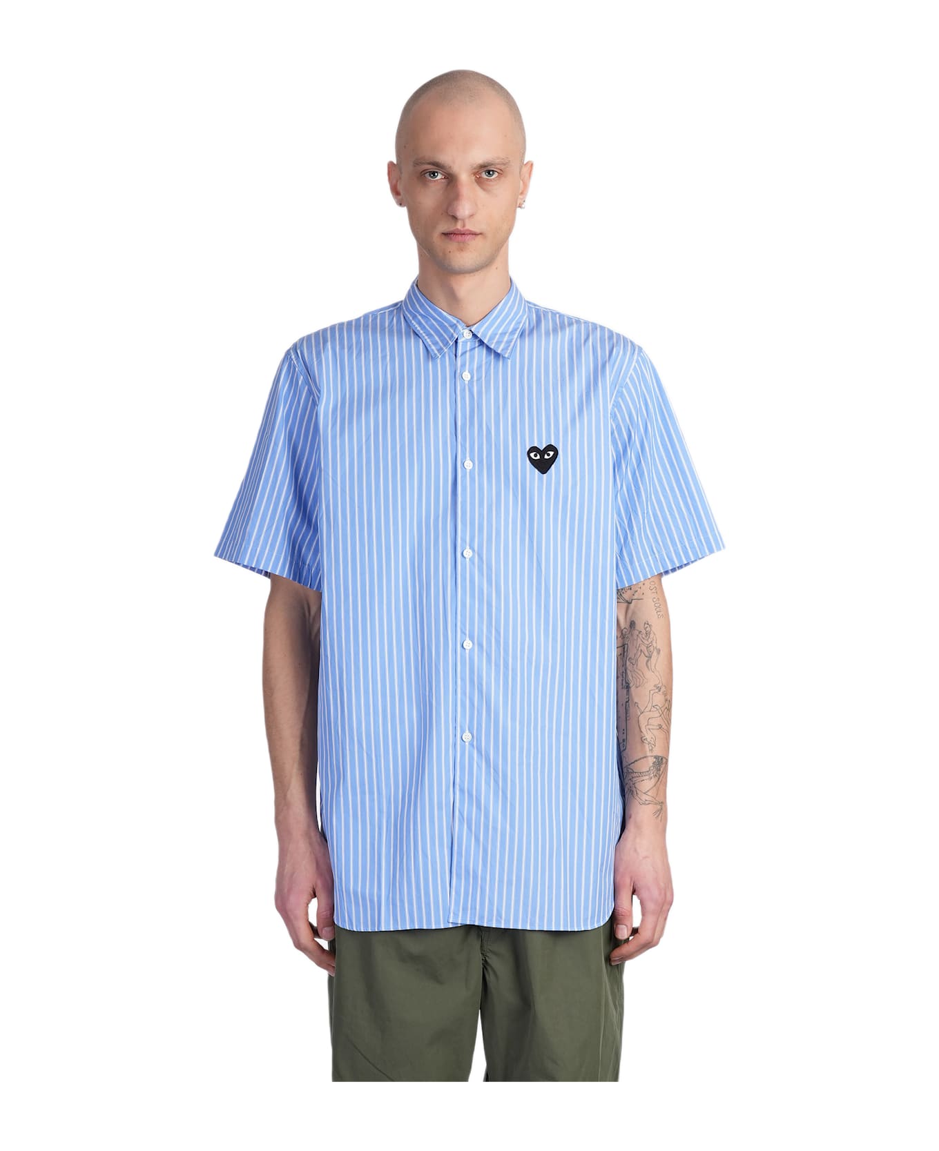 Comme des Garçons Play Shirt In Cyan Cotton - cyan