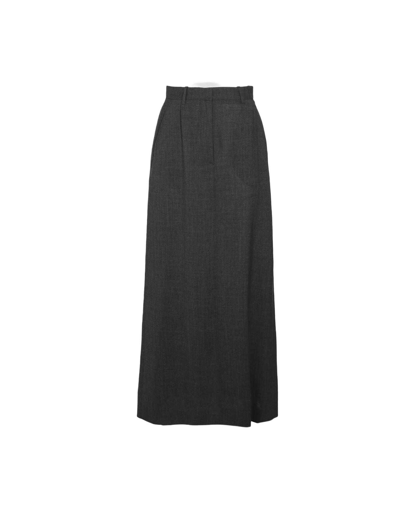The Row Dark Grey Wool Skirt - CHARCOAL