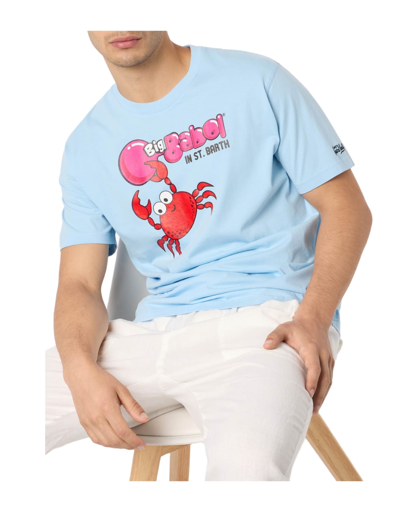 MC2 Saint Barth Man T-shirt With Big Babol Crab Placed Print And Embroidery | Big Babol Special Edition - SKY