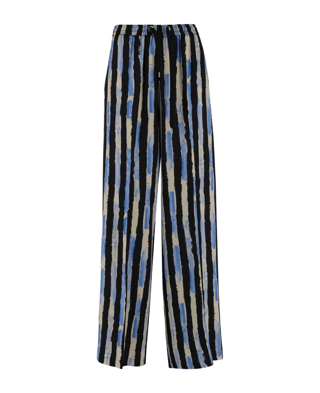 Pinko Viscose Twill Pants With Striped Pattern - Red ボトムス
