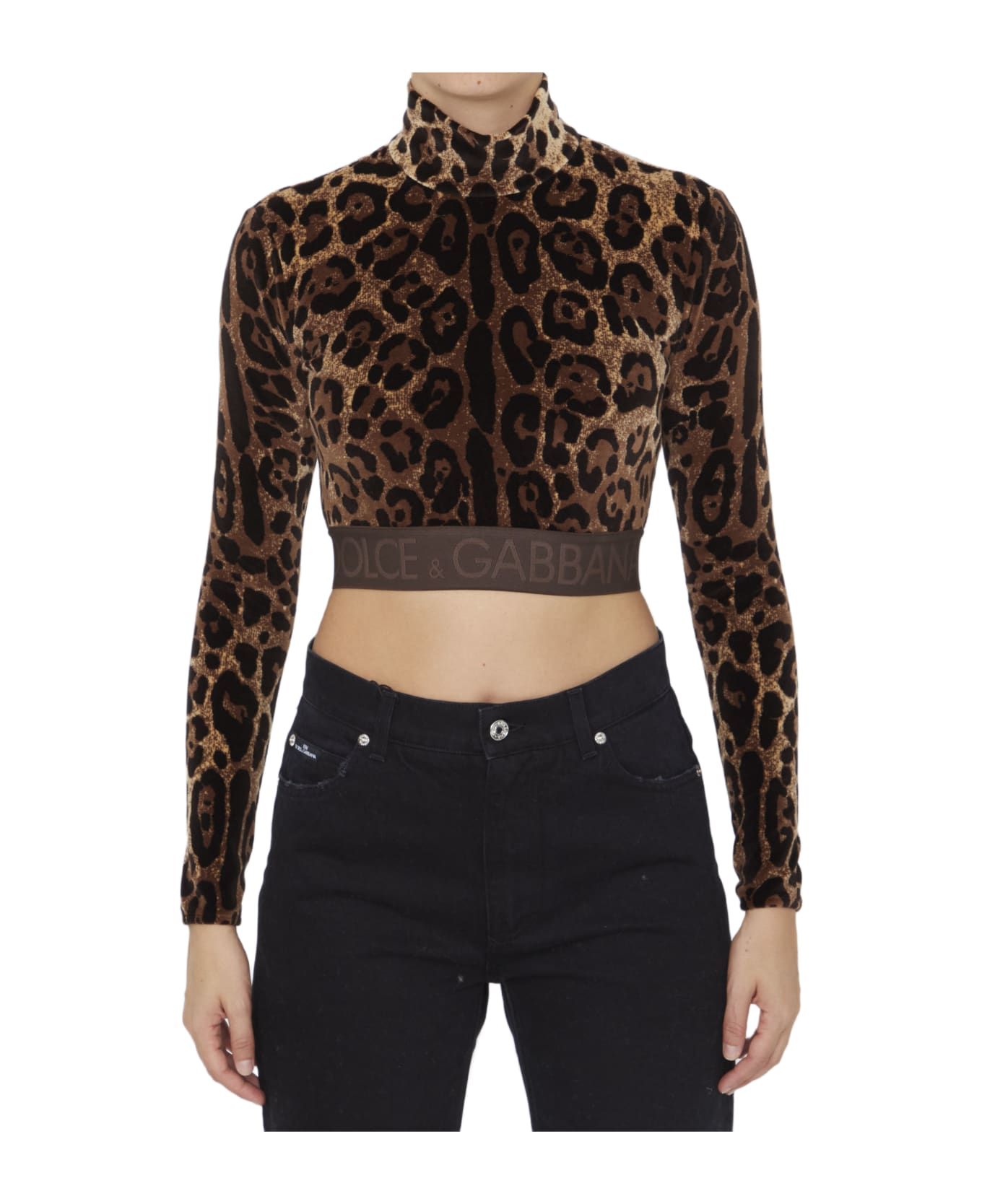 Dolce & Gabbana Leopard-print Crop Top - MULTICOLOR