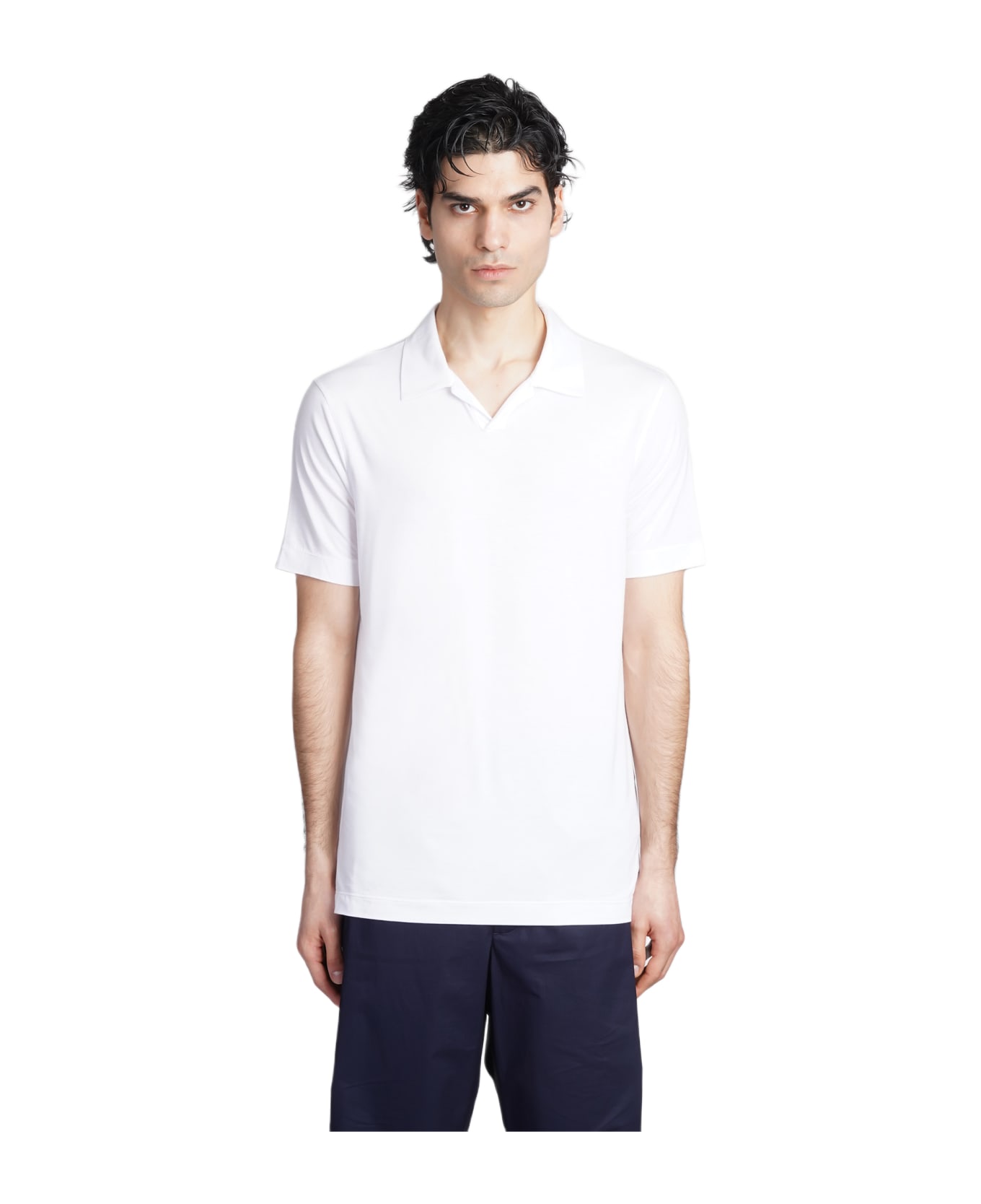 Giorgio Armani White Viscose Blend Polo Shirt - white