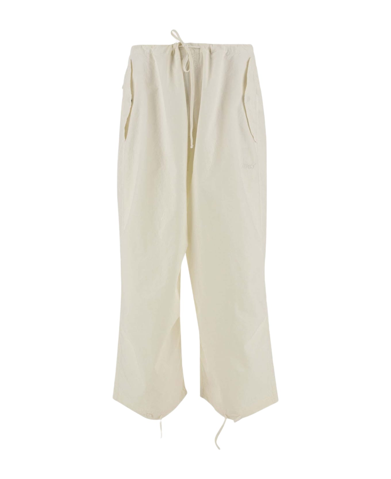 Autry Cotton Trousers With Logo - White ボトムス